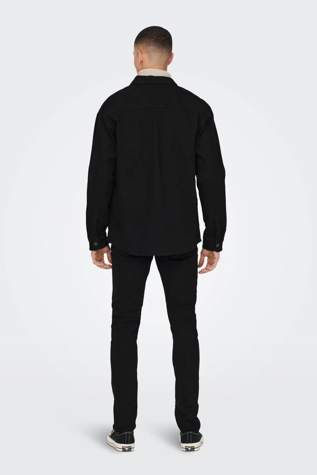 Only&Sons Erkek Oversize Gömlek ONSCAMON BLACK 4335 OVERSHIRT 22024335 - Only & Sons - 22024335