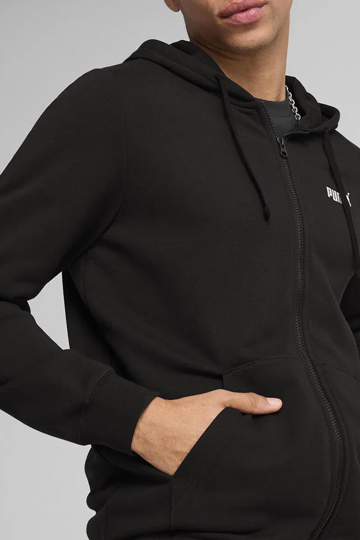 Puma Erkek Ess Full-Zip Hoodie Siyah Sweatshirt - 68258801 - Puma - 682588