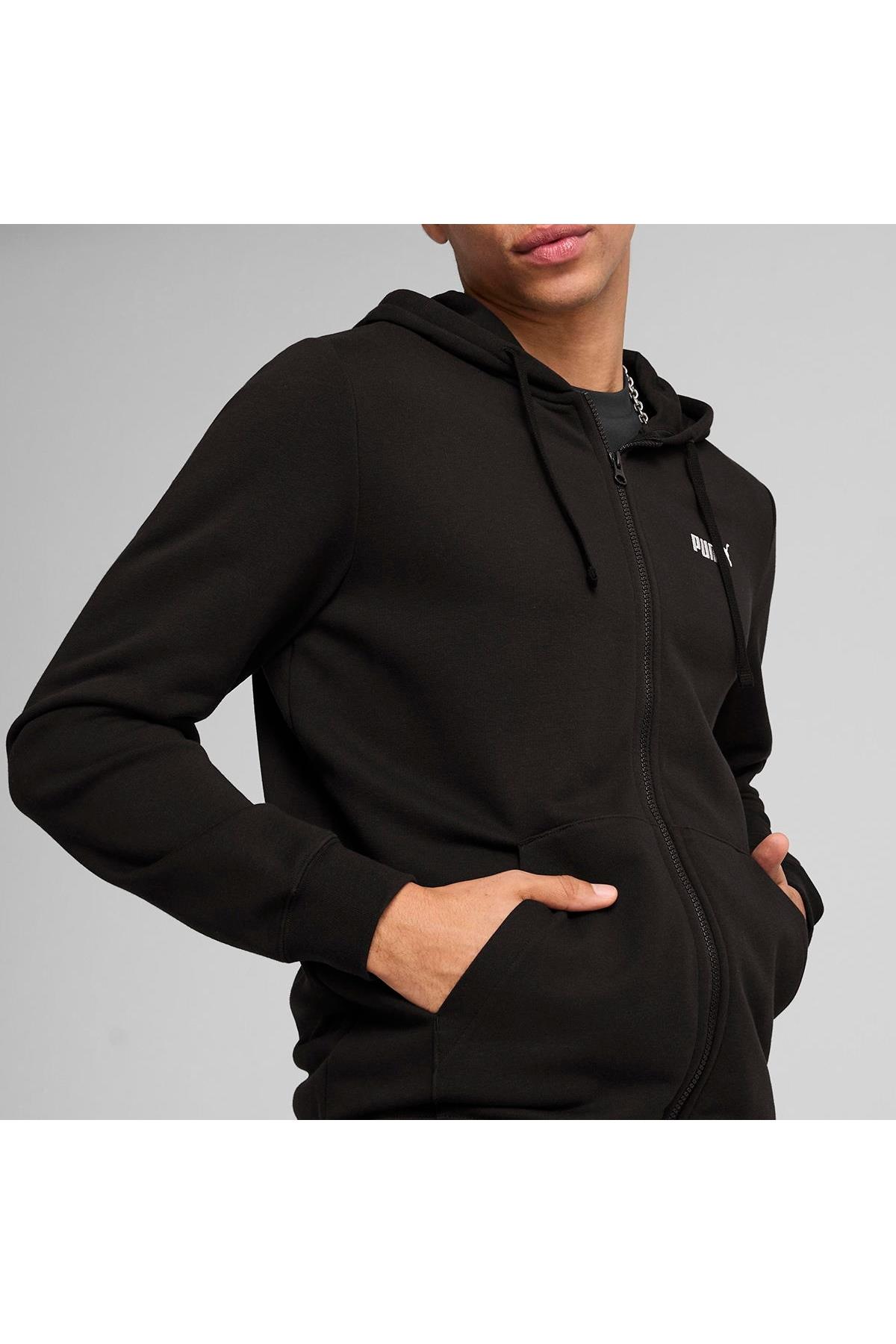 Puma Erkek Ess Full-Zip Hoodie Siyah Sweatshirt - 68258801 - Puma - 682588