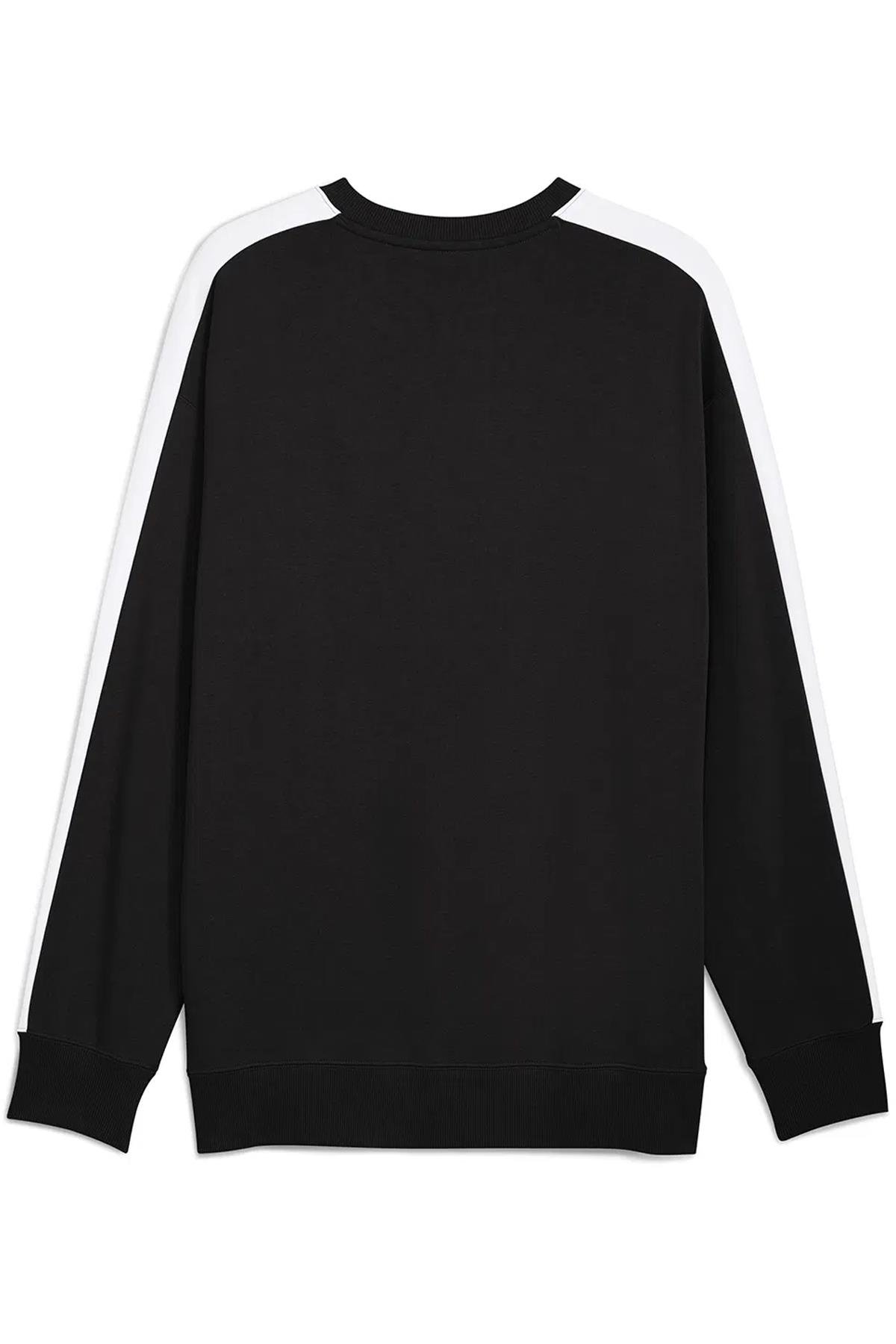 Puma Relaxed Crew T7 Siyah Beyaz Erkek Spor Sweatshirt -63343301  - Puma - 63343301
