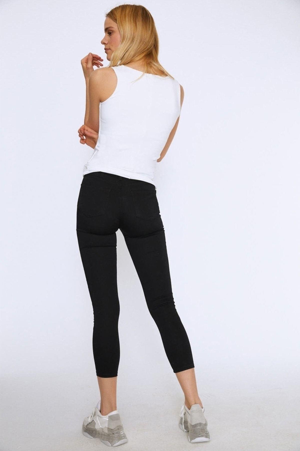 Quzu Kadın Beyaz Basic Bluz T-shirt - 15Y60009-02 - Quzu - 15Y60009-02