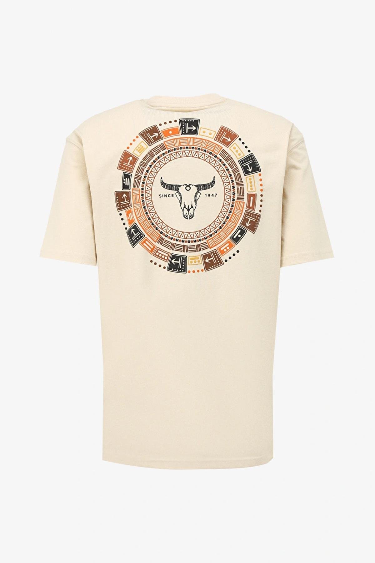 Wrangler Bisiklet Yaka Ekru Erkek Loose Fit T-shirt - W241299104 - Wrangler - 5003142764