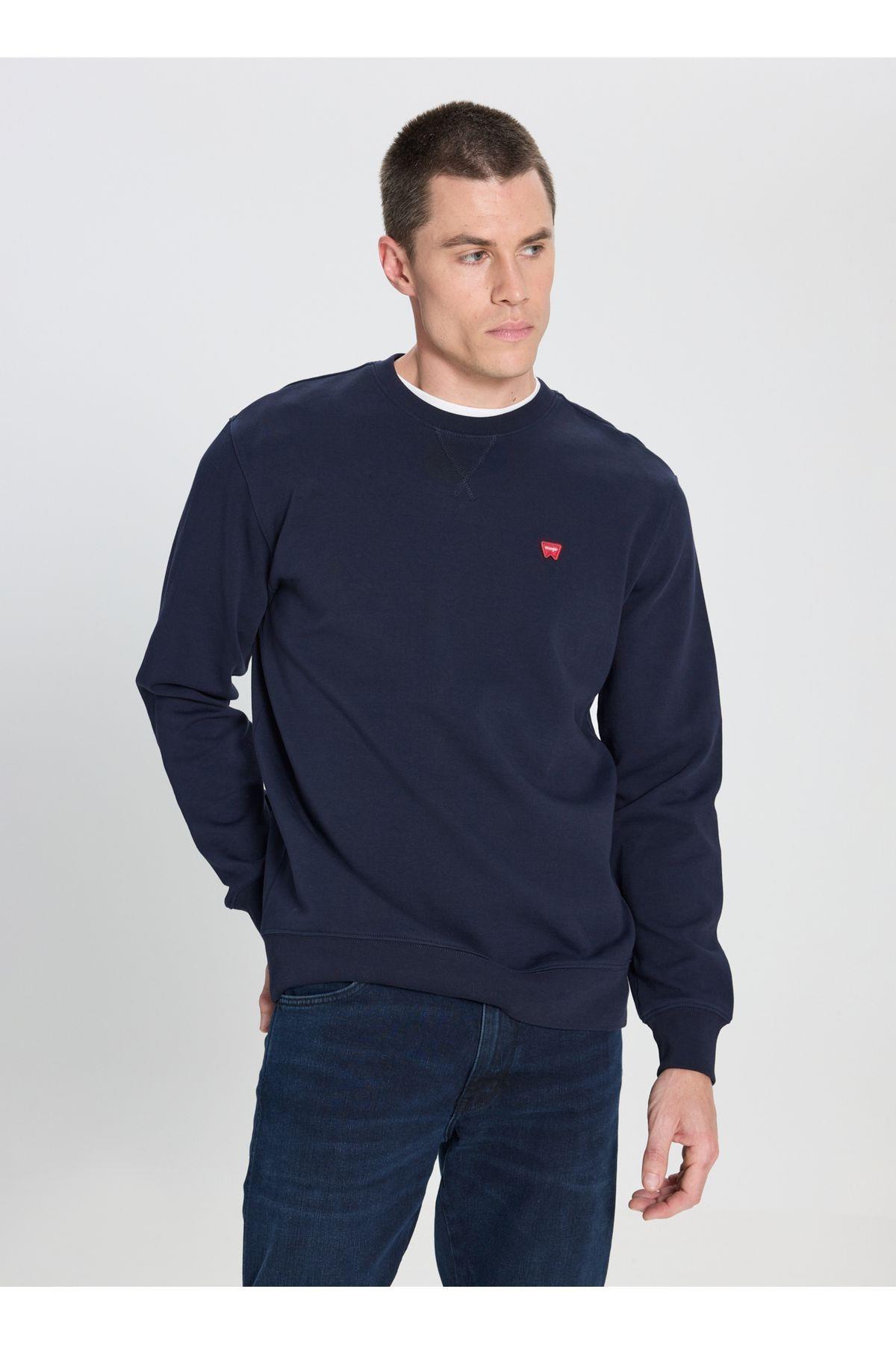 Wrangler Bisiklet Yaka Lacivert Erkek Sweatshirt - W242726410  - Wrangler - 5003211799
