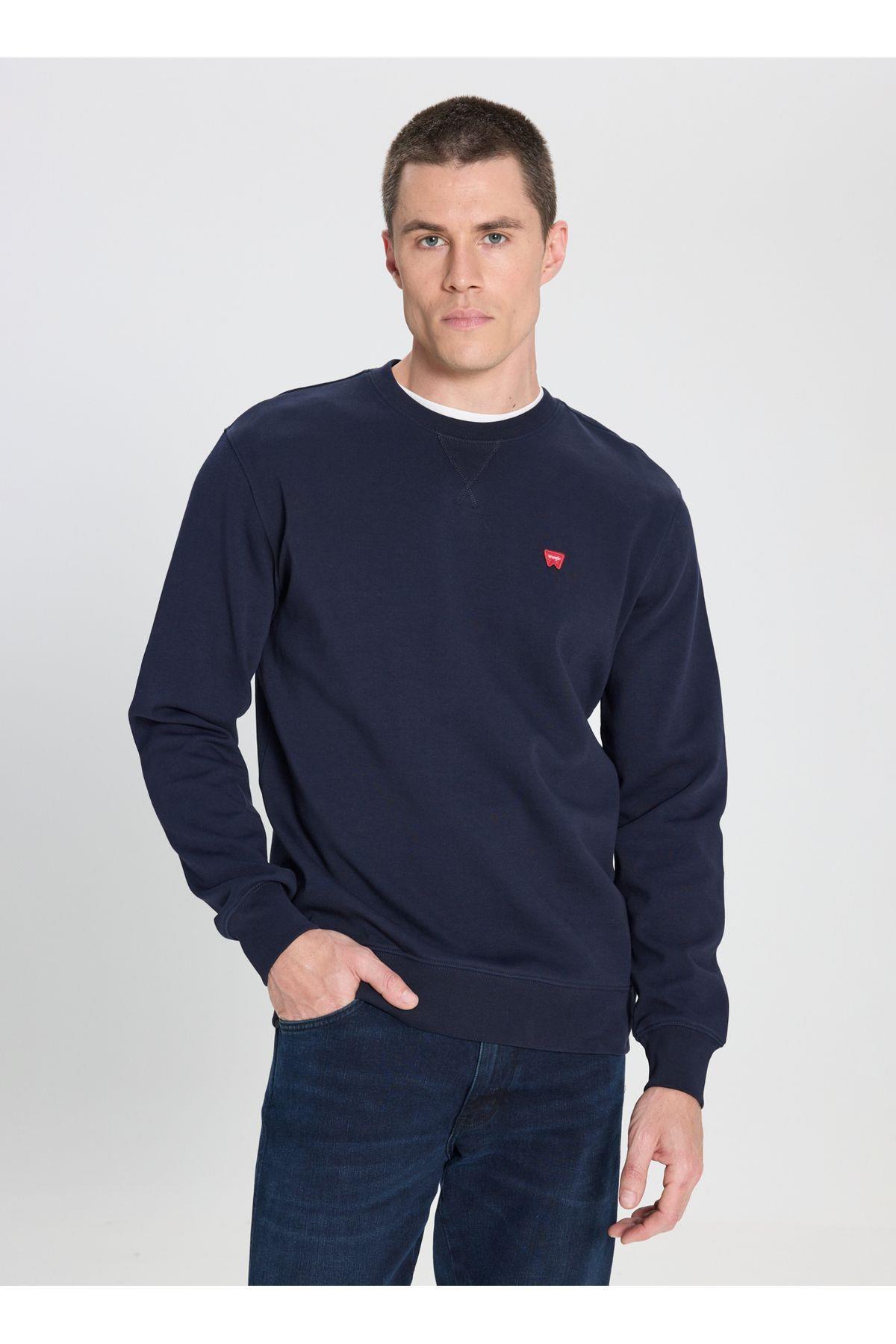 Wrangler Bisiklet Yaka Lacivert Erkek Sweatshirt - W242726410  - Wrangler - 5003211799