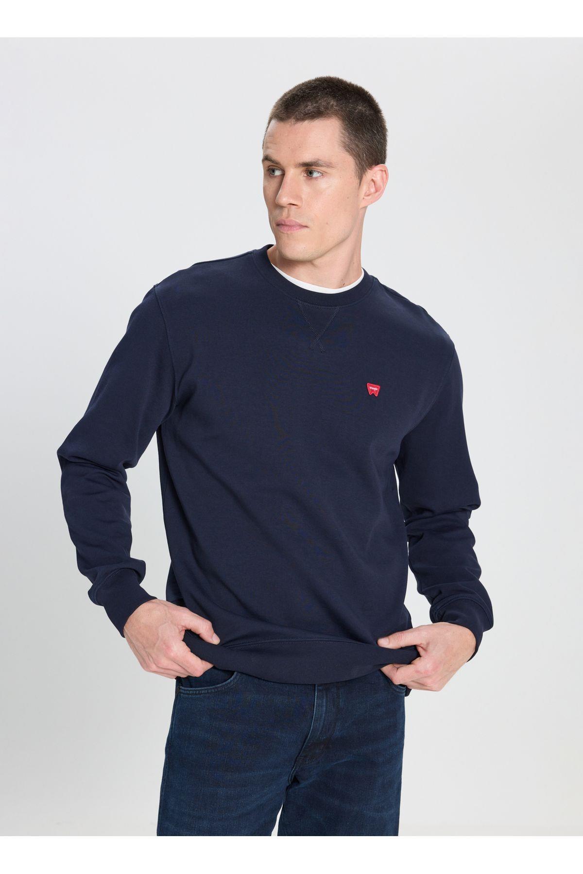 Wrangler Bisiklet Yaka Lacivert Erkek Sweatshirt - W242726410  - Wrangler - 5003211799