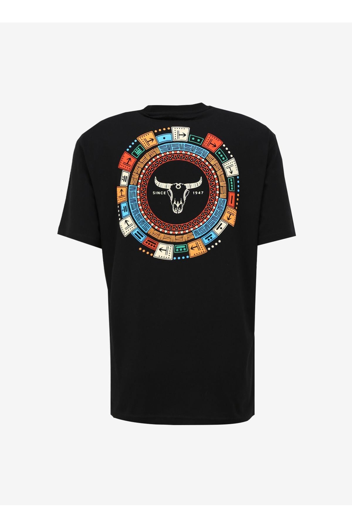 Wrangler Bisiklet Yaka Siyah Erkek T-Shirt  Loose Fit Tişört - W241299001 - Wrangler - 5003142791