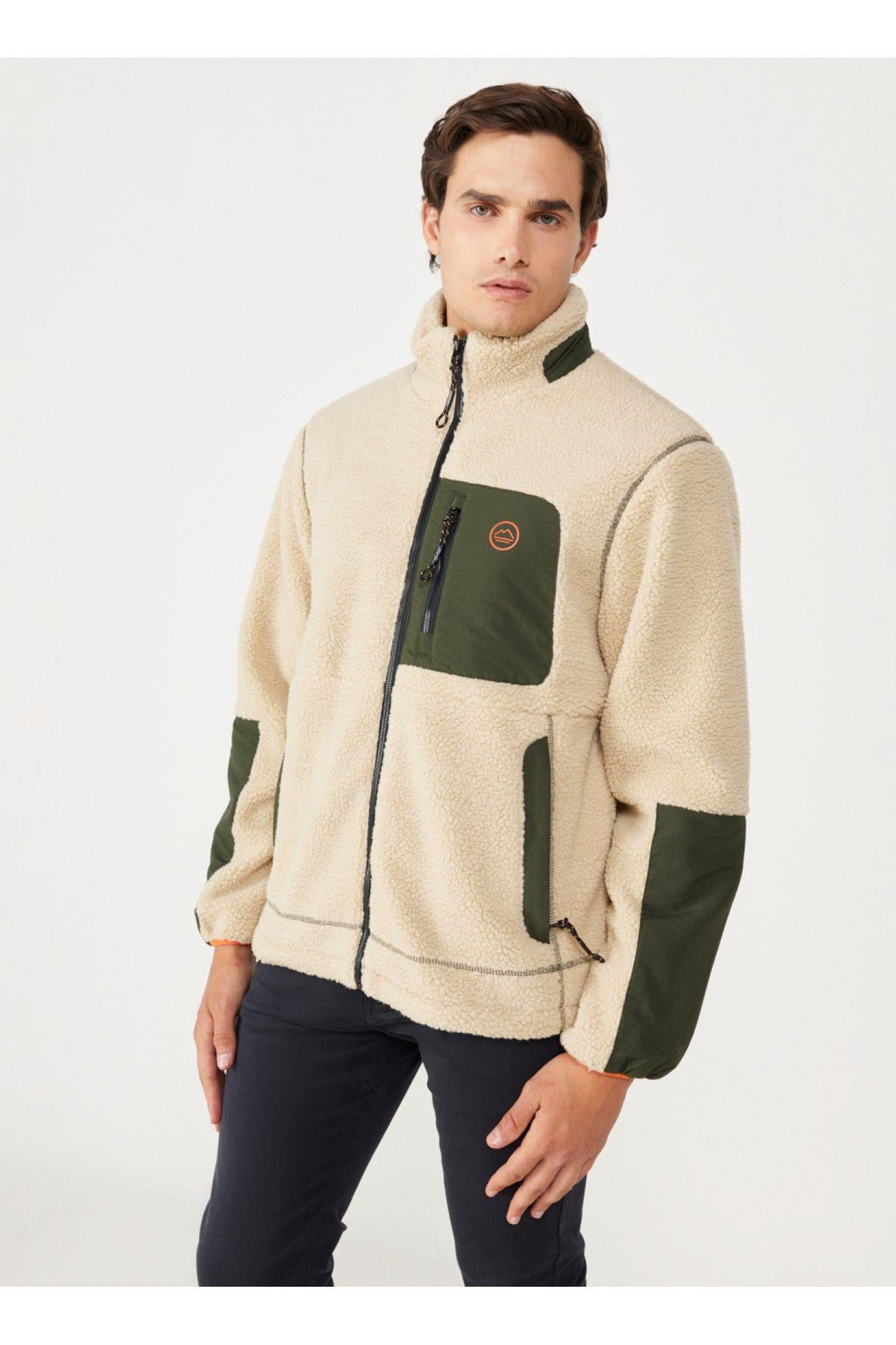 Wrangler Ekru Erkek Tam Fermuarlı Jacket Sherpa Mont  - W232218104 - Wrangler - 5003073677
