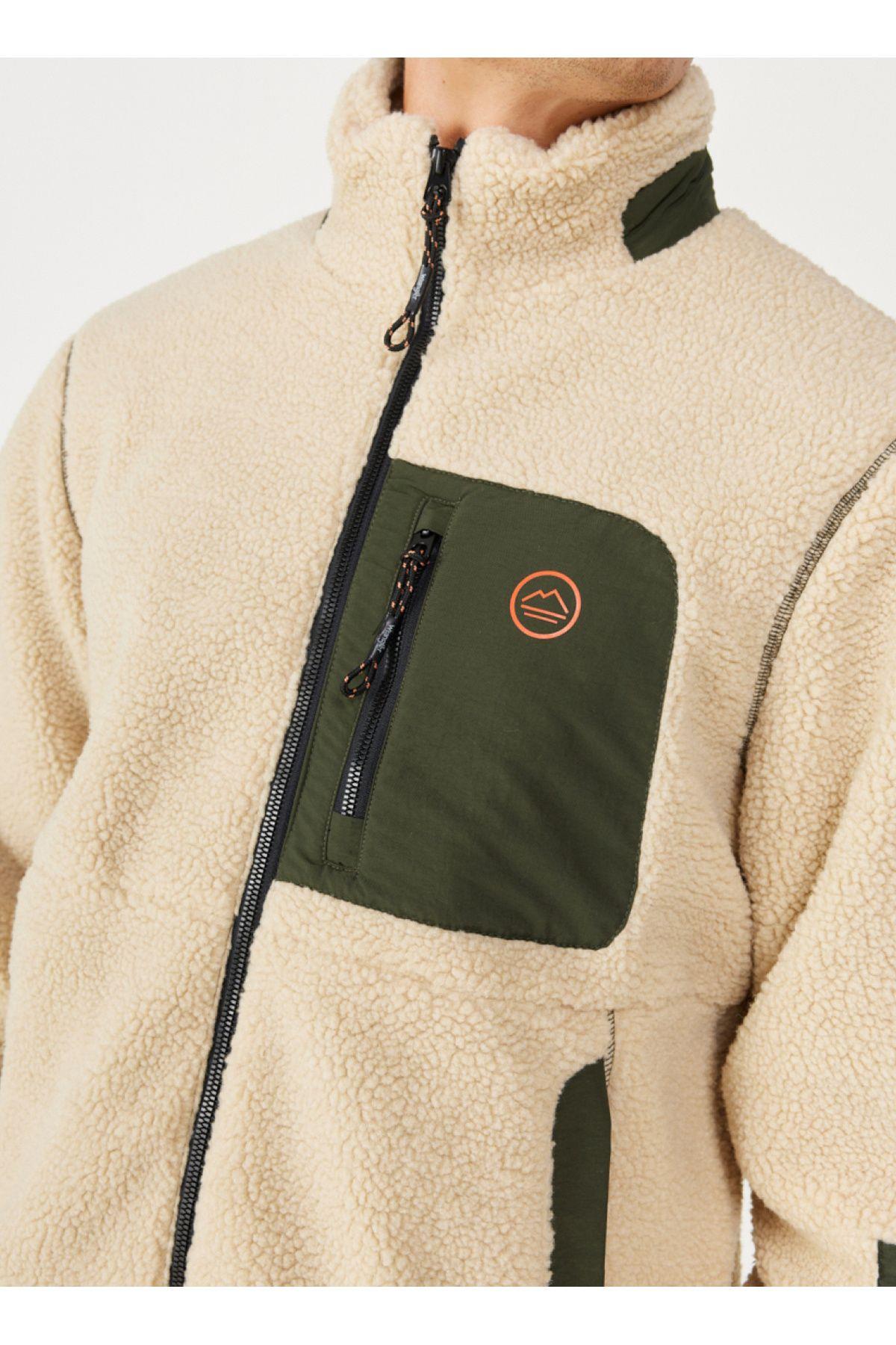 Wrangler Ekru Erkek Tam Fermuarlı Jacket Sherpa Mont  - W232218104 - Wrangler - 5003073677