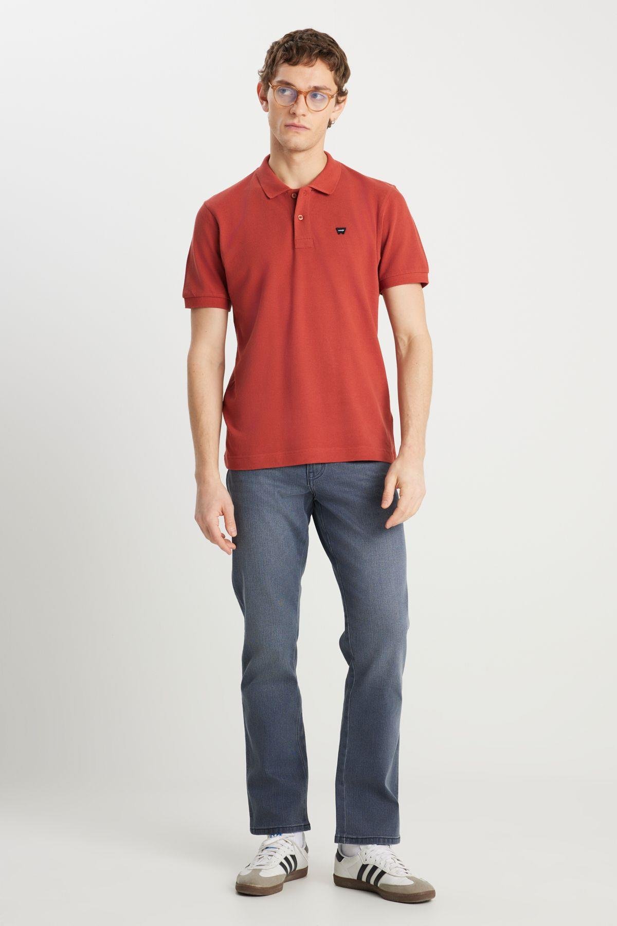 Wrangler Erkek %100 Pamuk Regular Fit Kiremit Polo Yaka T-Shirt - W7D5K4XX2T222 - Wrangler - W7D5K4XX2T222