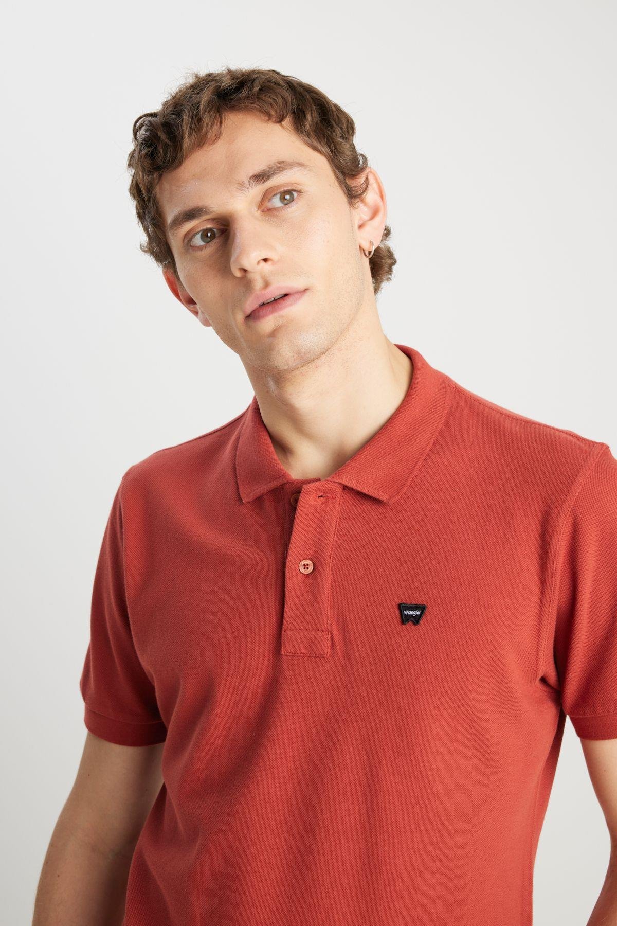 Wrangler Erkek %100 Pamuk Regular Fit Kiremit Polo Yaka T-Shirt - W7D5K4XX2T222 - Wrangler - W7D5K4XX2T222