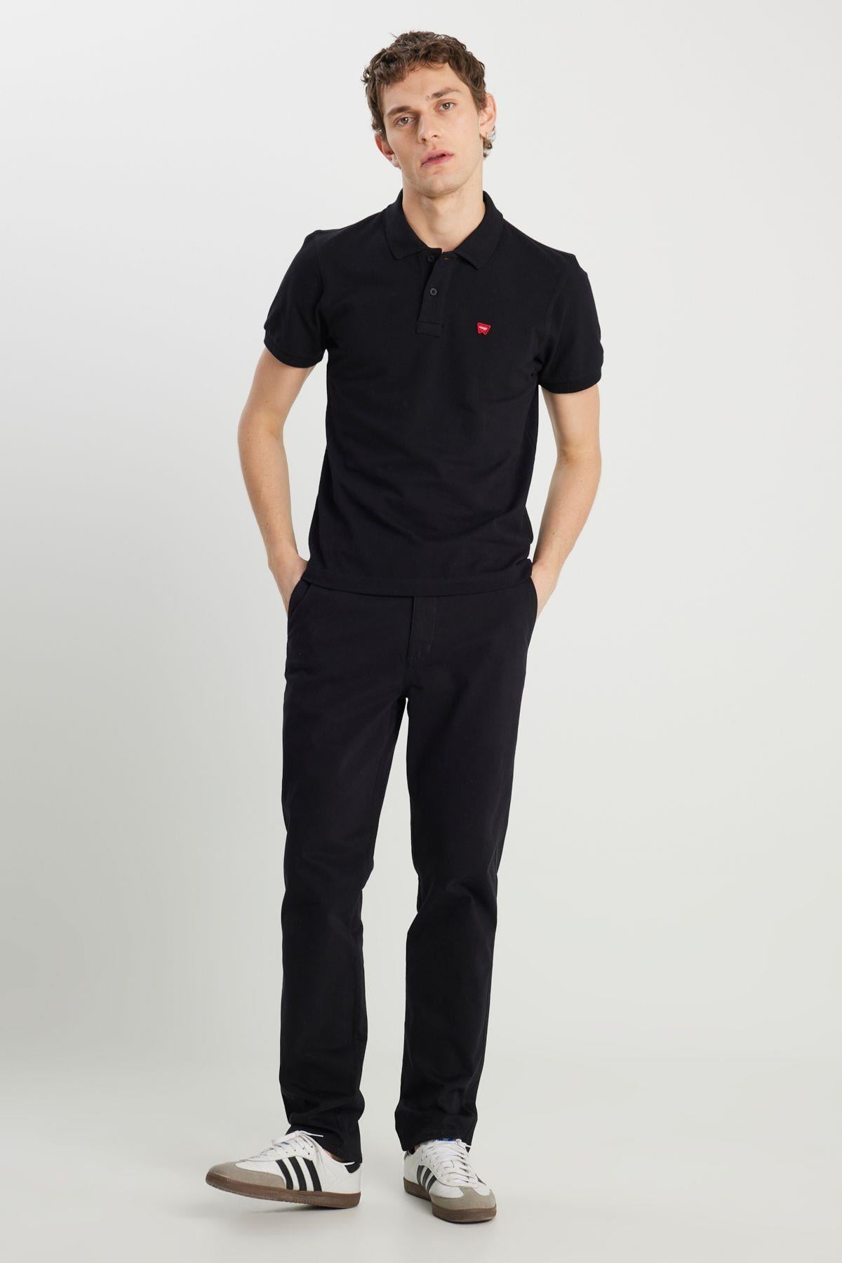 Wrangler Erkek %100 Pamuk Regular Fit Siyah Polo Yaka T-Shirt - W7D5K4XX2T001 - Wrangler - W7D5K4XX2T001
