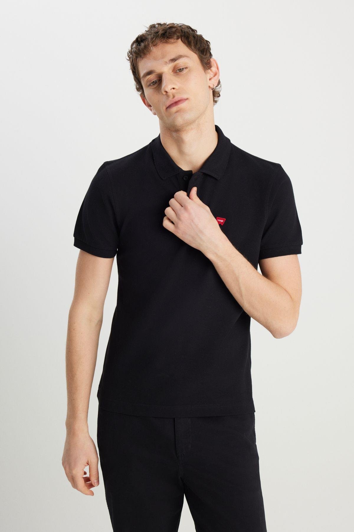 Wrangler Erkek %100 Pamuk Regular Fit Siyah Polo Yaka T-Shirt - W7D5K4XX2T001 - Wrangler - W7D5K4XX2T001