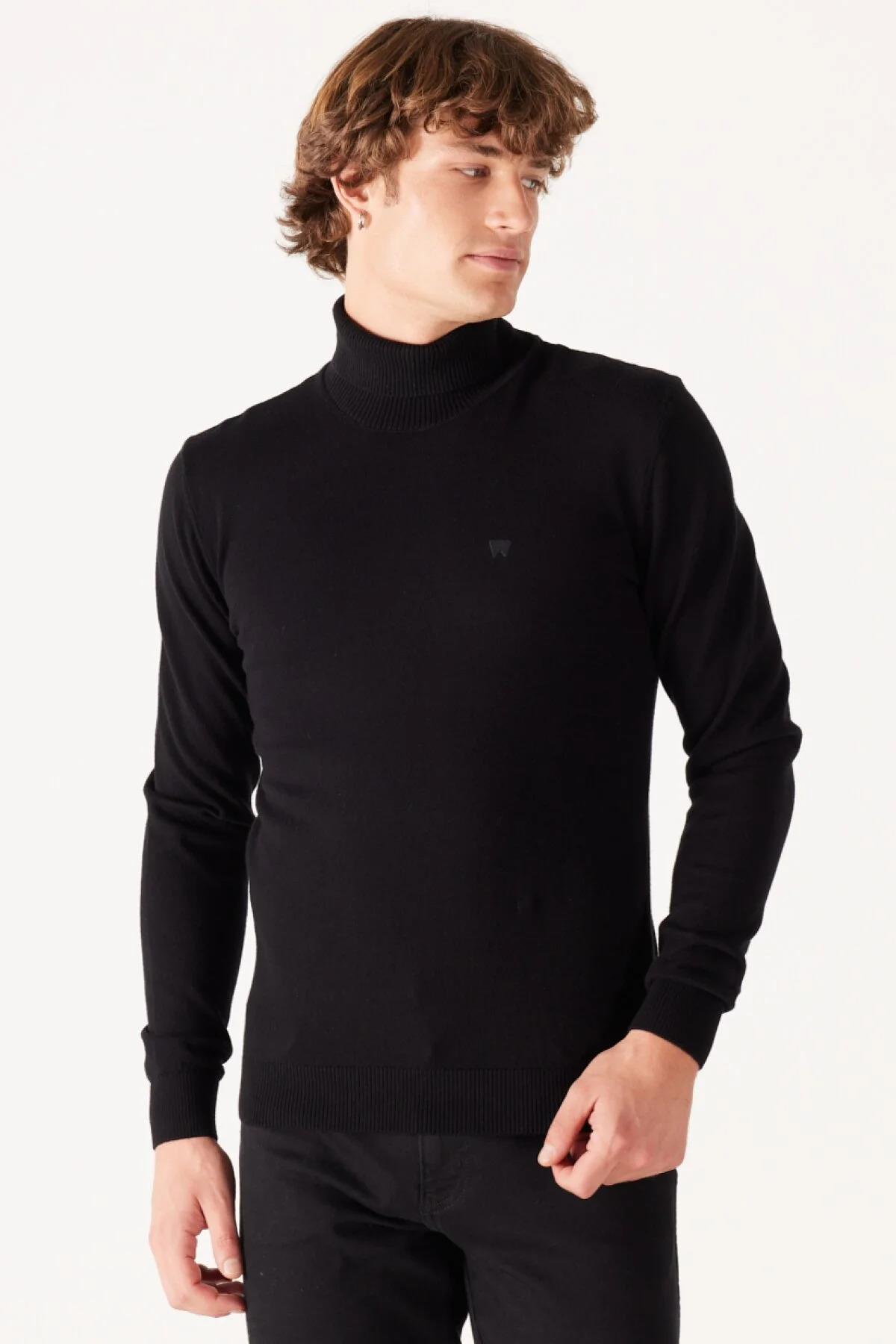 Wrangler Erkek Balıkçı Yaka Siyah Kazak - W8D42P100 - Wrangler - W8D42P100