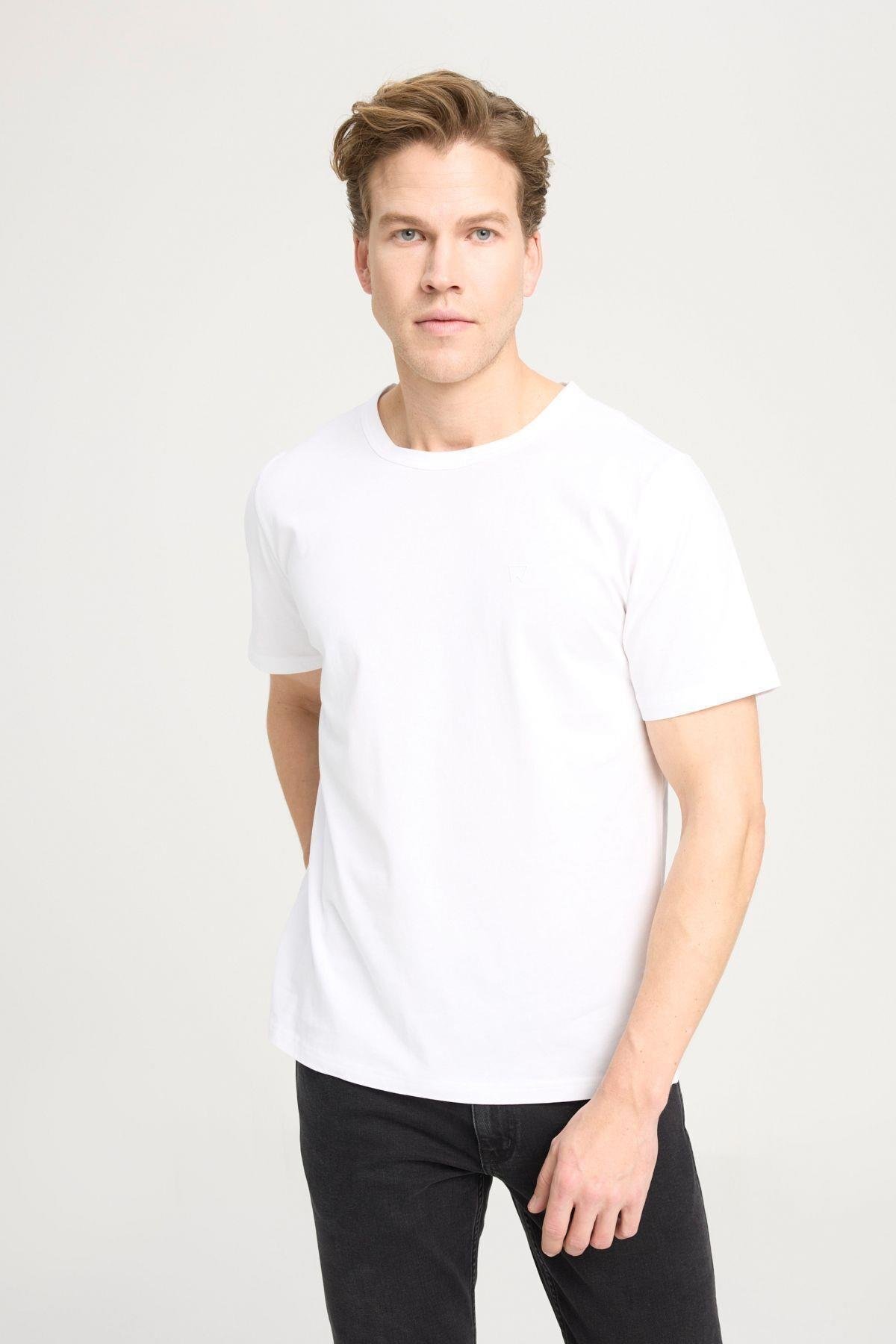 Wrangler Erkek Basic Logo Regular Fit Bisiklet Yaka Pamuklu Tişört - W241575 - Wrangler - W241575