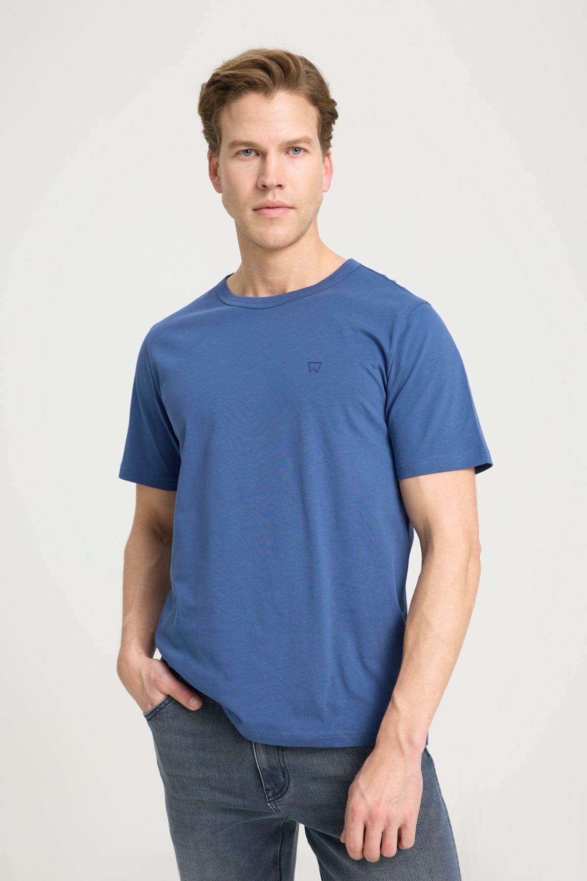 Wrangler Erkek Basic Logo Regular Fit Bisiklet Yaka Pamuklu Tişört - W241575 - Wrangler - W241575
