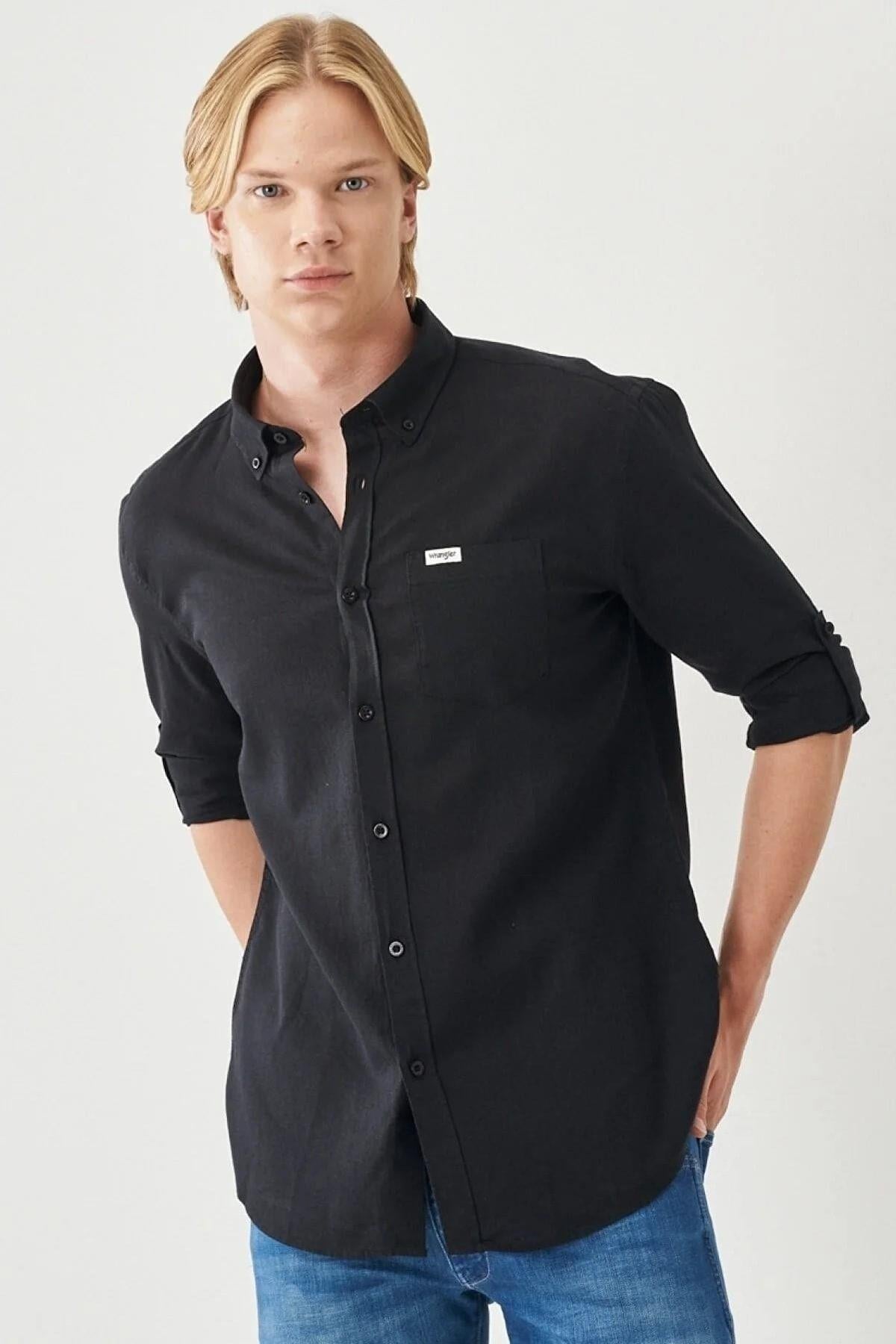 Wrangler Erkek Beyaz Regular Fit Uzun Kollu Beyaz Gömlek - W211841  - Wrangler - W211841