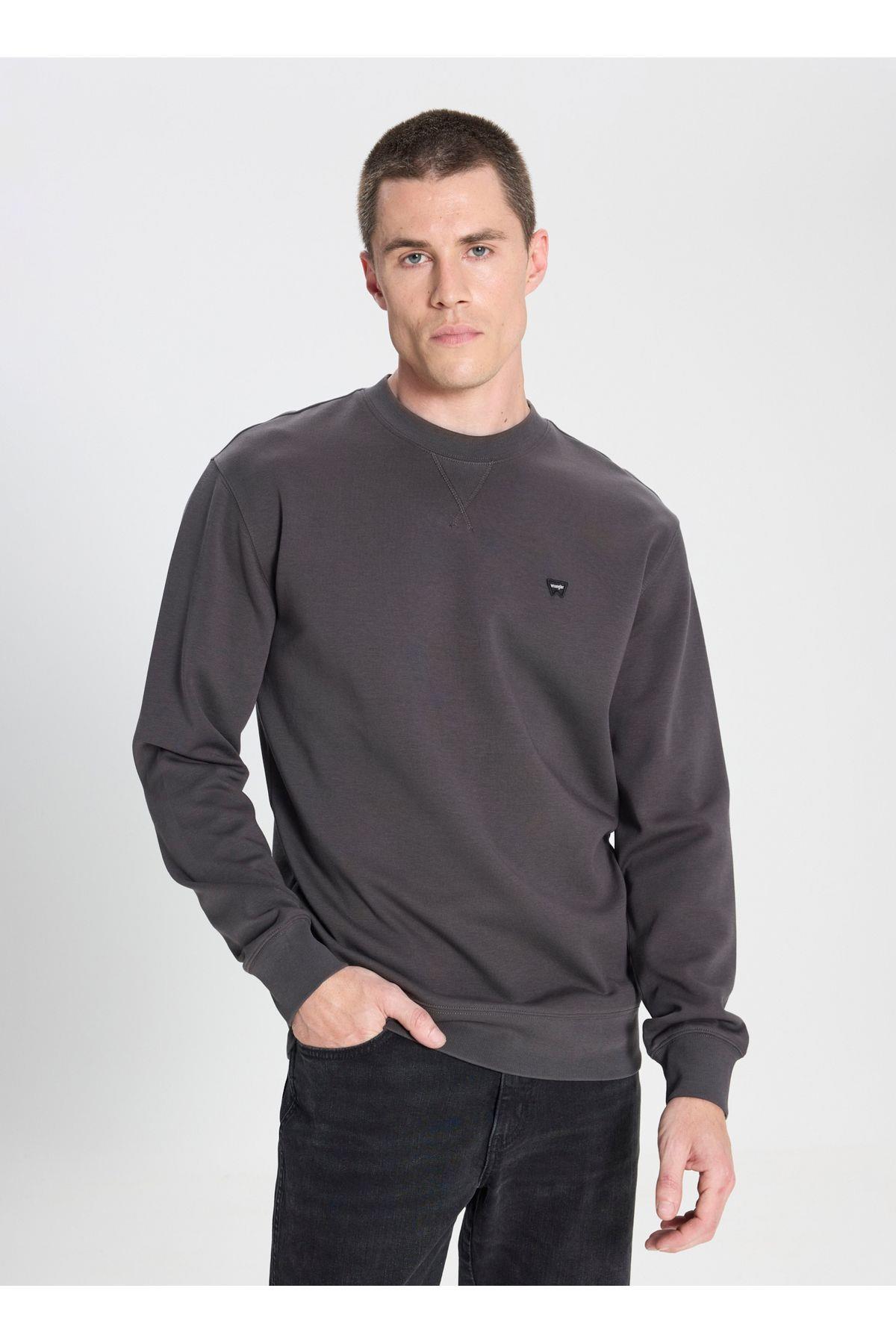 Wrangler Erkek Bisiklet Yaka Antrasit Siyah Logo Sweatshirt -  - Wrangler - 5003211816