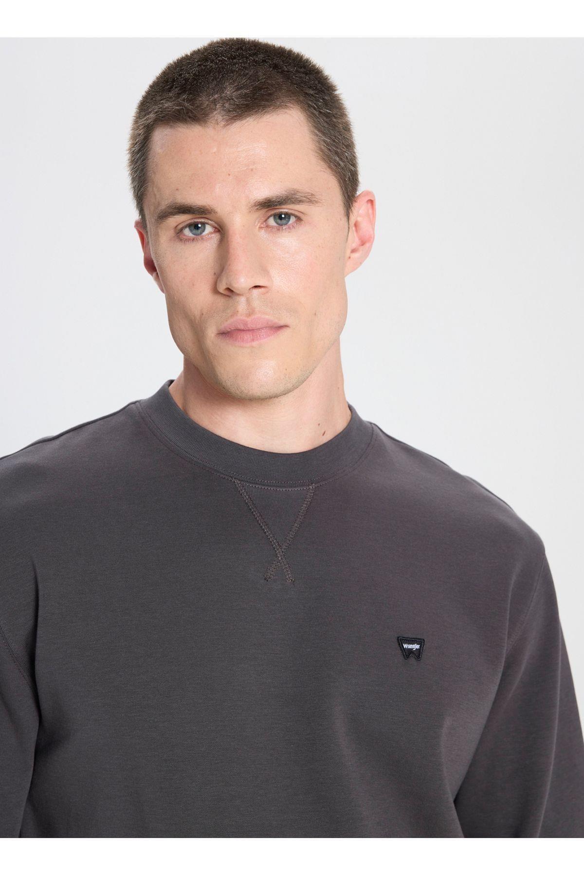 Wrangler Erkek Bisiklet Yaka Antrasit Siyah Logo Sweatshirt -  - Wrangler - 5003211816