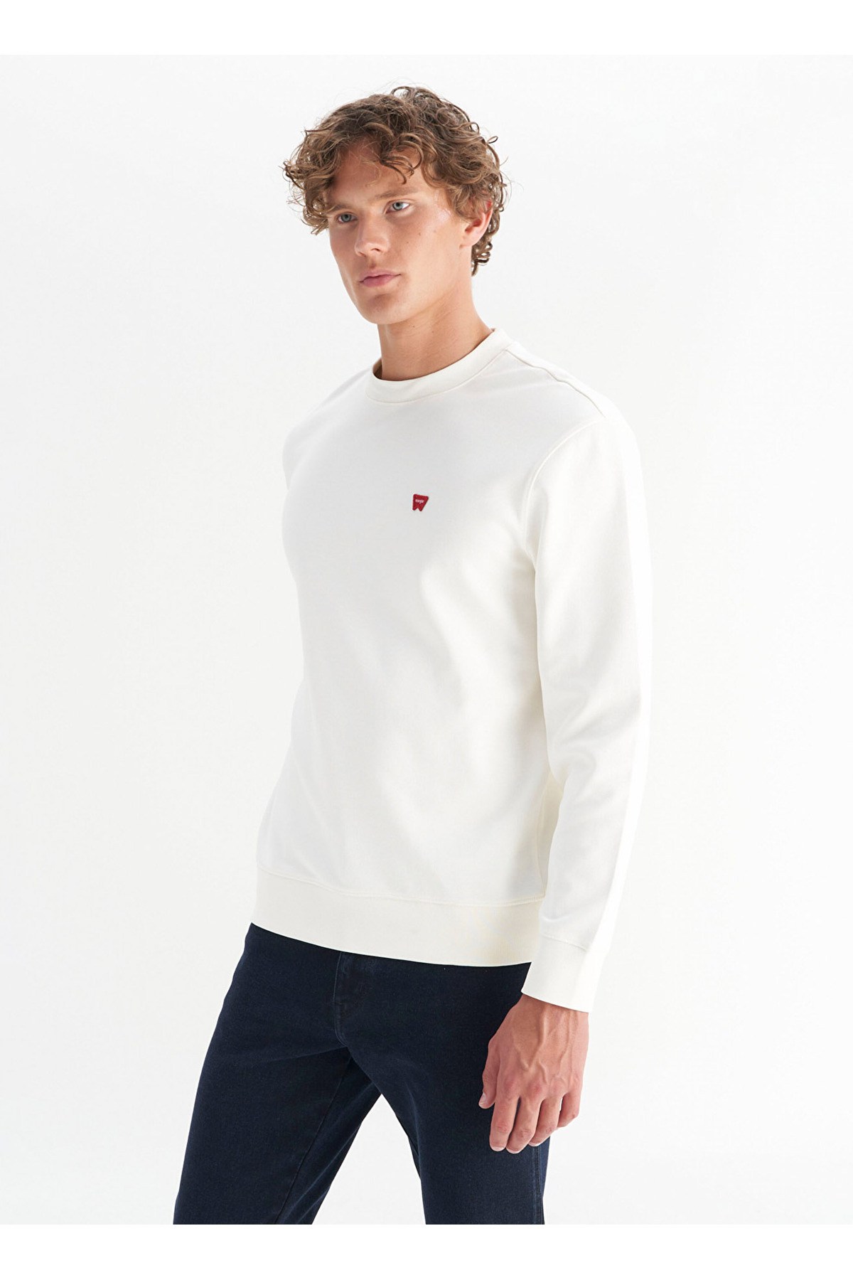 Wrangler Erkek Bisiklet Yaka Beyaz Sweatshirt-GW2520255W02 - Wrangler - 5003414619