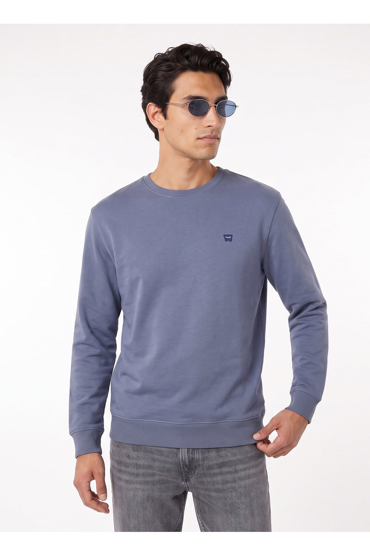 Wrangler Erkek Bisiklet Yaka Mavi Sweatshirt-GW2520255 - Wrangler - 5003414650
