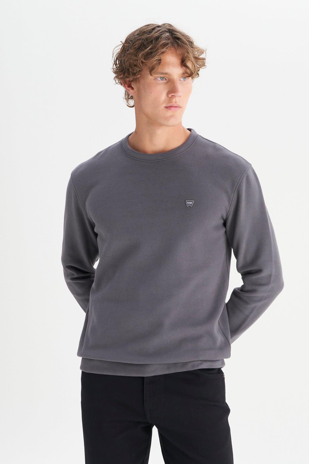 Wrangler Erkek Gri Regular Fit Bisiklet Yaka Sweatshirt-W242262 - Wrangler - W242262-1