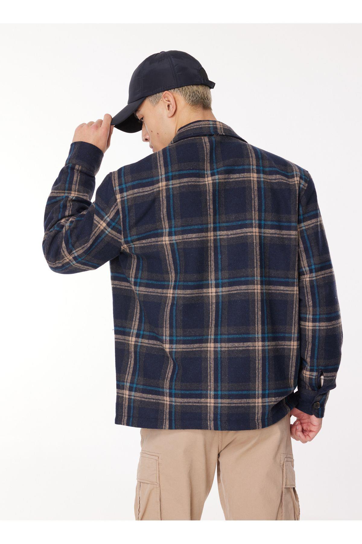 Wrangler Erkek Loose Fit Lacivert Ekose Ceket - W232406410 - Wrangler - 5003073696