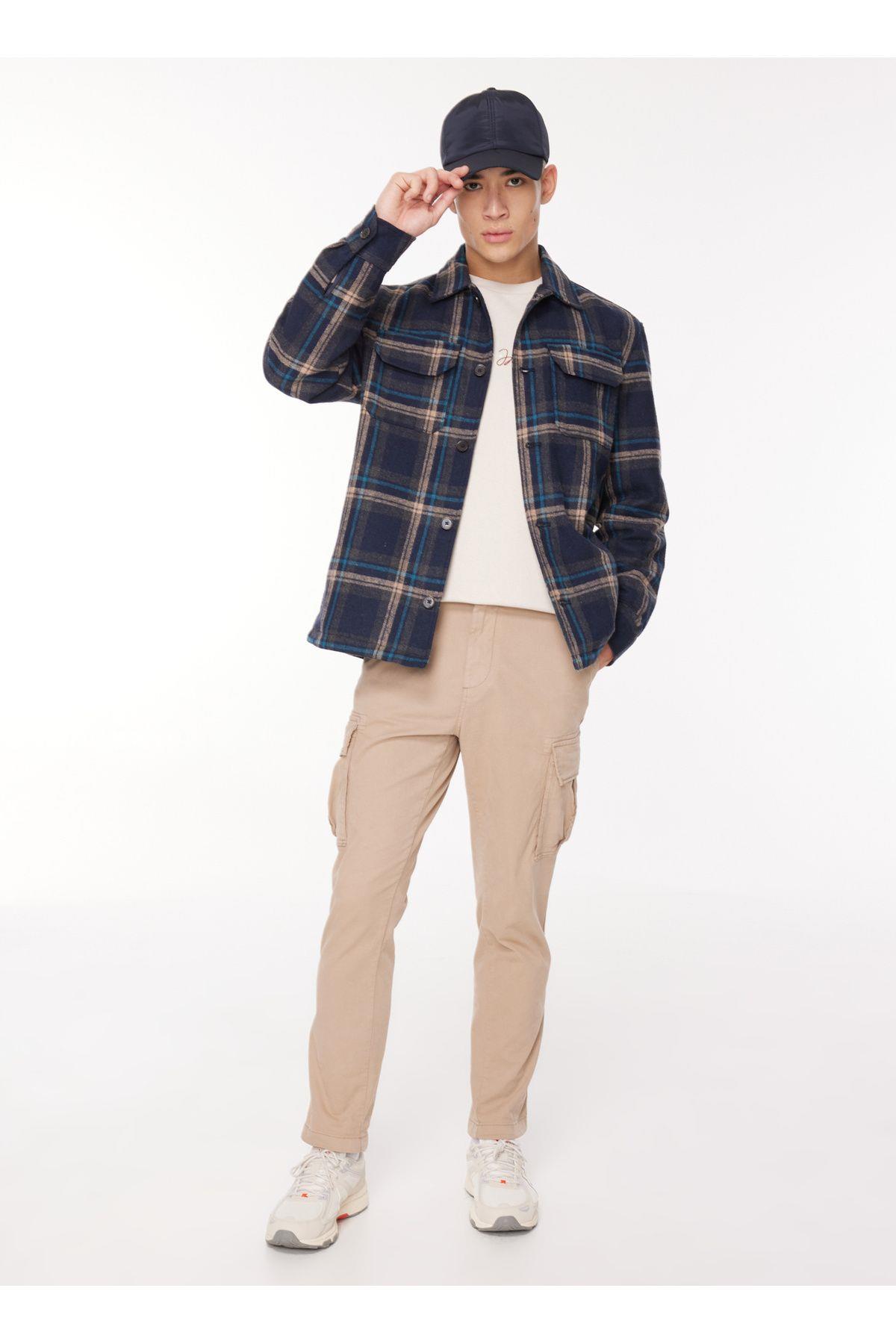Wrangler Erkek Loose Fit Lacivert Ekose Ceket - W232406410 - Wrangler - 5003073696