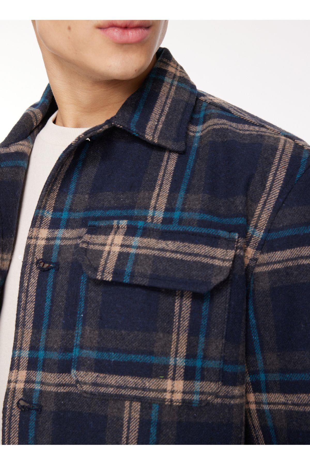 Wrangler Erkek Loose Fit Lacivert Ekose Ceket - W232406410 - Wrangler - 5003073696