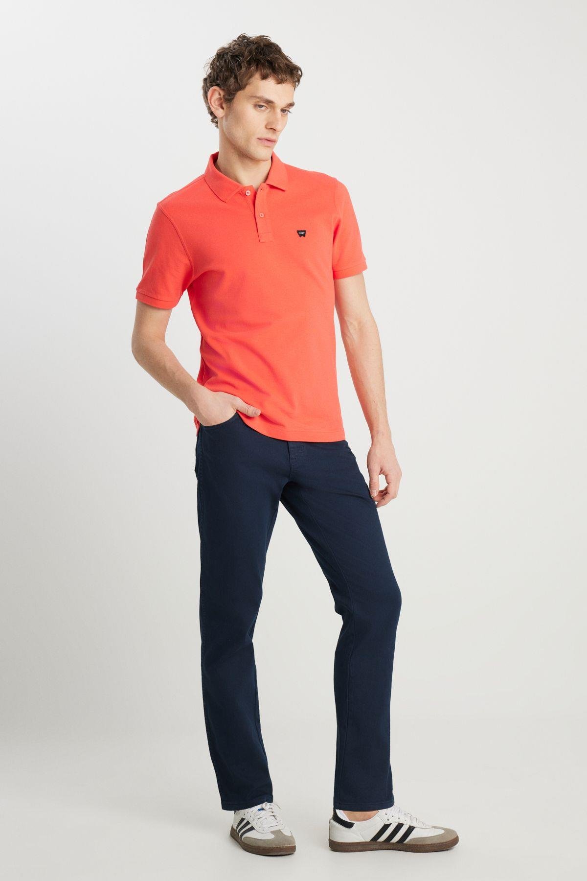 Wrangler Erkek Pamuklu Regular Fit Mercan Rengi Polo Yaka Tişört - W7D5K4XX2T - Wrangler - W7D5K4XX2T-2