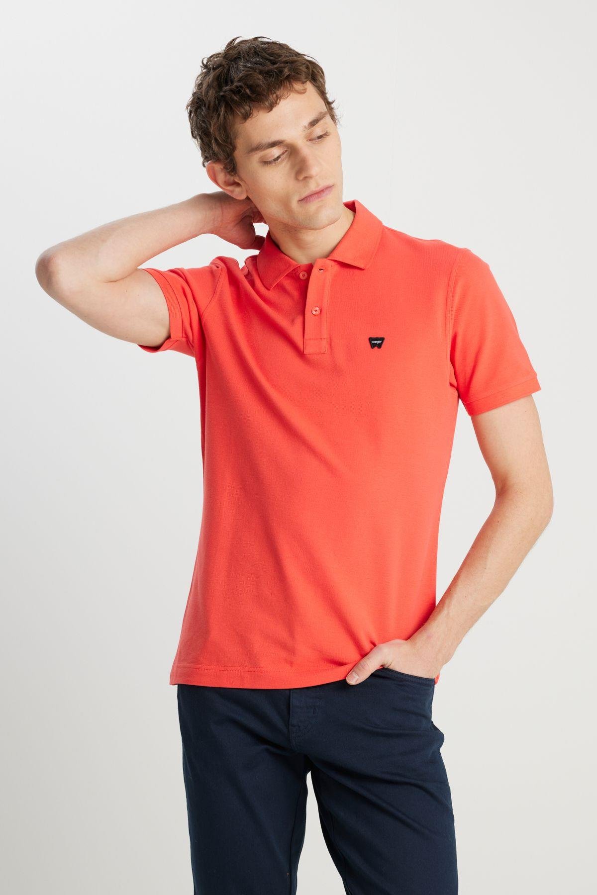 Wrangler Erkek Pamuklu Regular Fit Mercan Rengi Polo Yaka Tişört - W7D5K4XX2T - Wrangler - W7D5K4XX2T-2