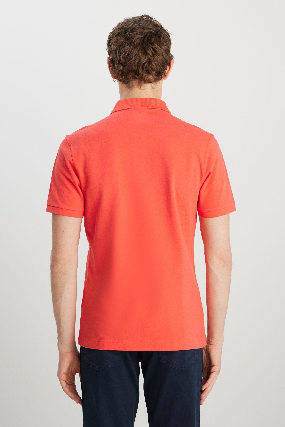 Wrangler Erkek Pamuklu Regular Fit Mercan Rengi Polo Yaka Tişört - W7D5K4XX2T - Wrangler - W7D5K4XX2T-2
