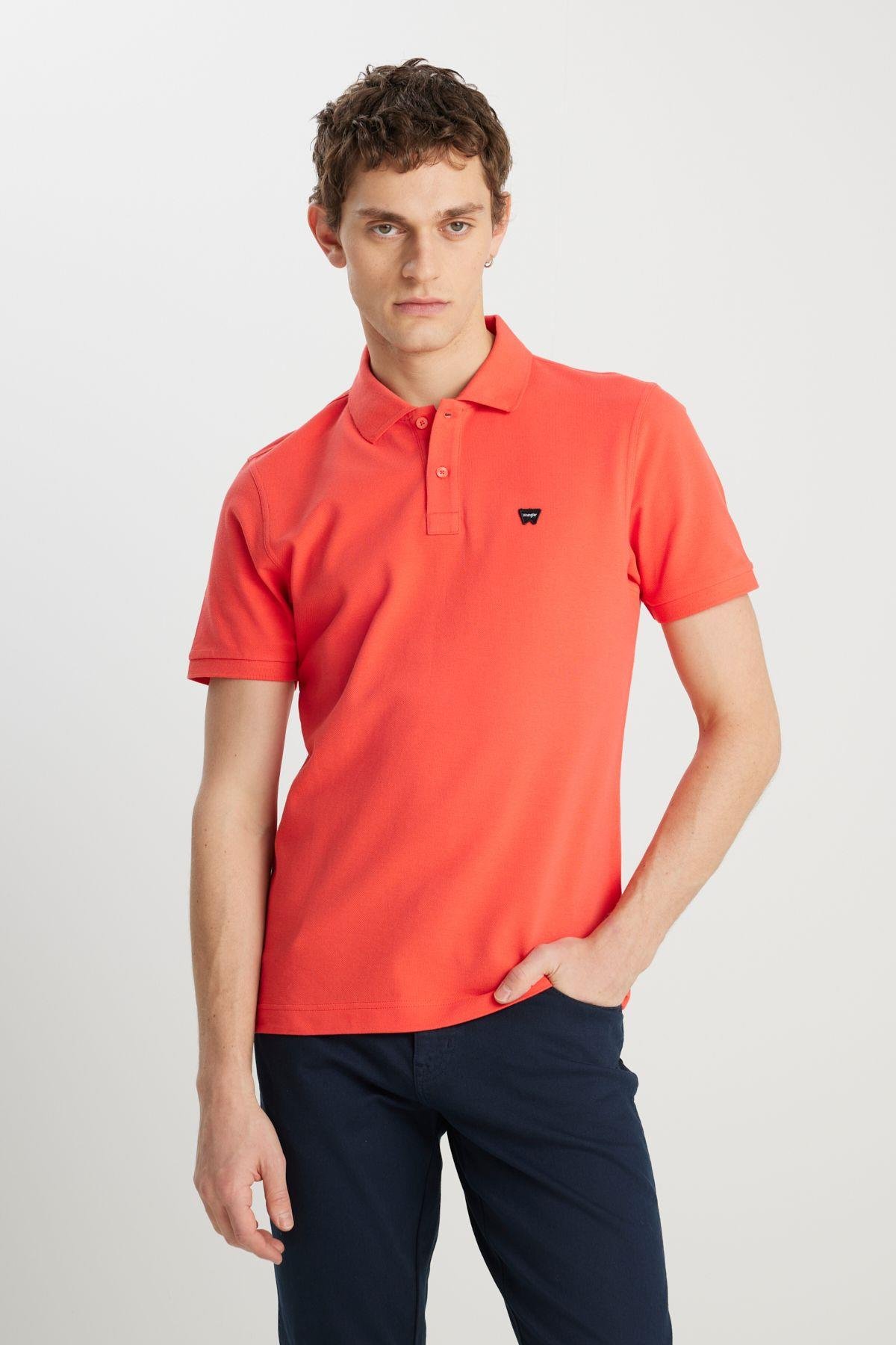 Wrangler Erkek Pamuklu Regular Fit Mercan Rengi Polo Yaka Tişört - W7D5K4XX2T - Wrangler - W7D5K4XX2T-2