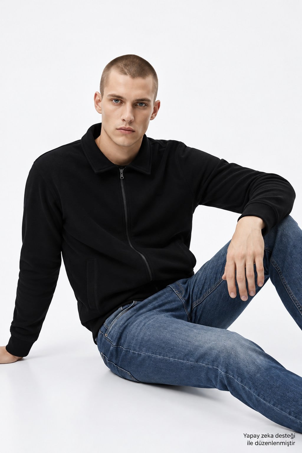Wrangler Erkek Pamuklu Relaxed Fit Dik Yaka Fermuarlı Selanik Örgü Sweatshirt-W2620068 - Wrangler - W2620068