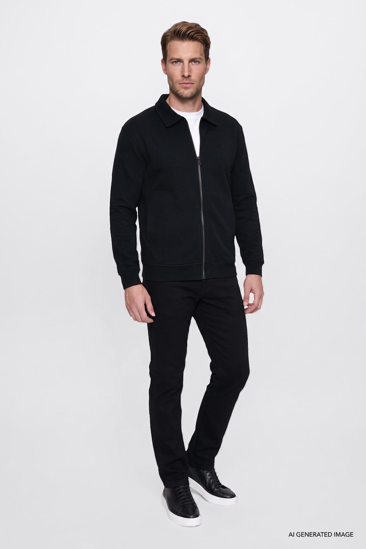 Wrangler Erkek Pamuklu Relaxed Fit Dik Yaka Fermuarlı Selanik Örgü Sweatshirt-W2620068 - Wrangler - W2620068