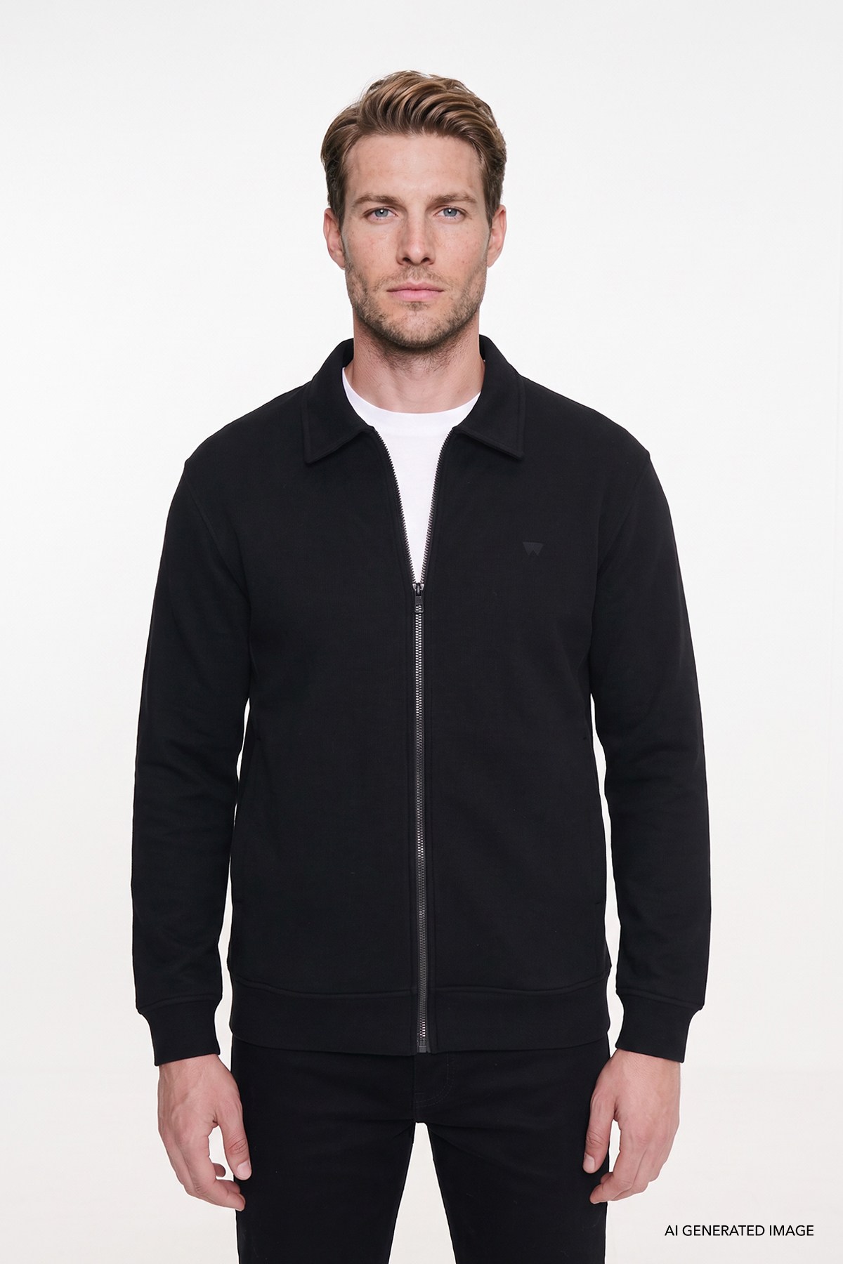 Wrangler Erkek Pamuklu Relaxed Fit Dik Yaka Fermuarlı Selanik Örgü Sweatshirt-W2620068 - Wrangler - W2620068