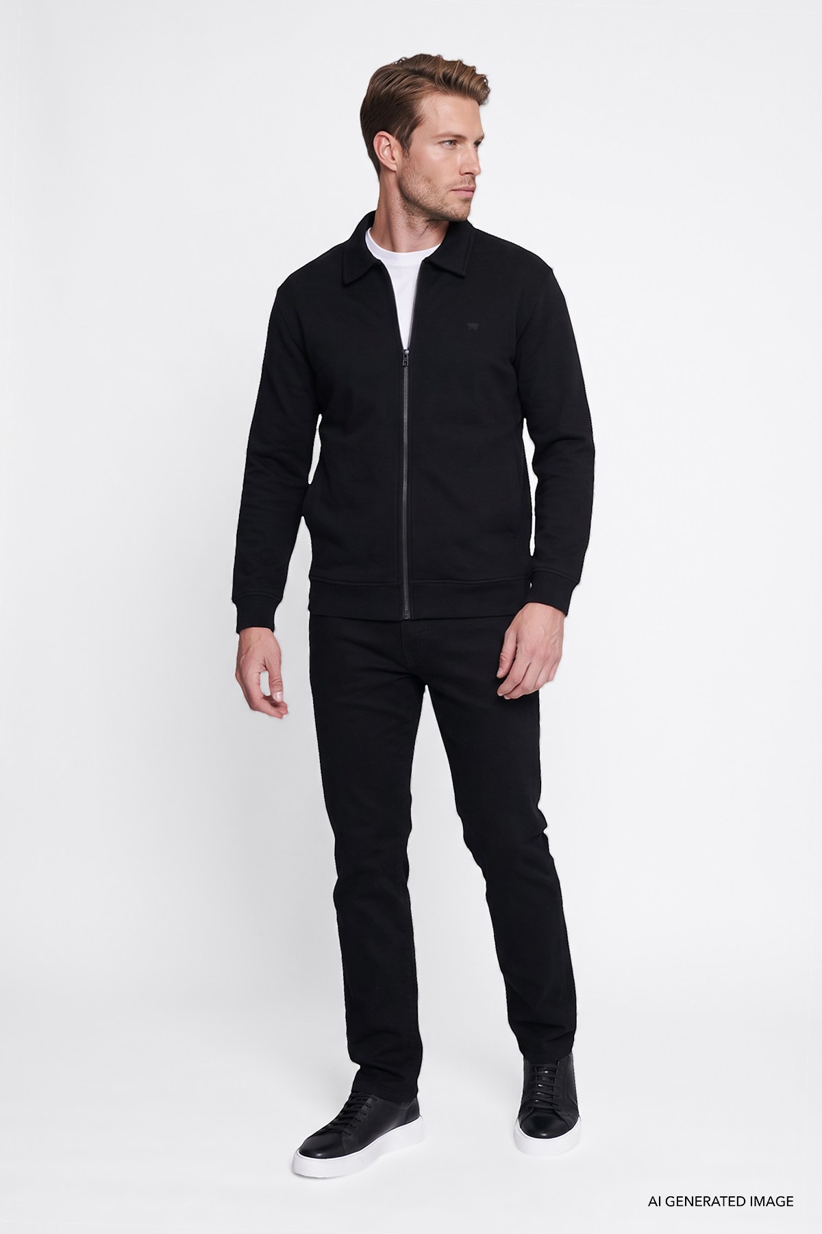 Wrangler Erkek Pamuklu Relaxed Fit Dik Yaka Fermuarlı Selanik Örgü Sweatshirt-W2620068 - Wrangler - W2620068