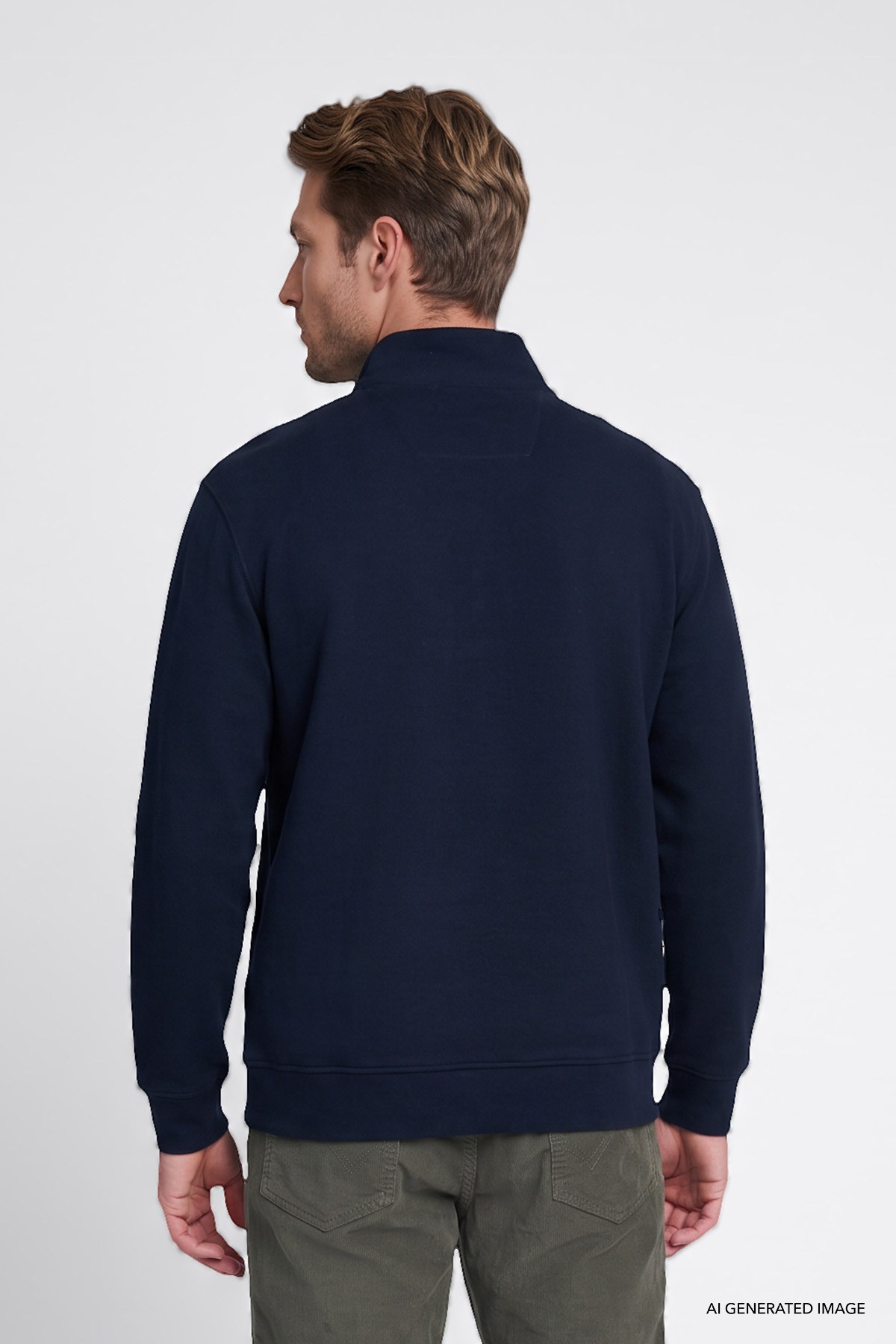 Wrangler Erkek Pamuklu Selanik Regular Fit Normal Kesim Fermuarlı Dik Yaka Sweatshirt - Wrangler - W2620081-L