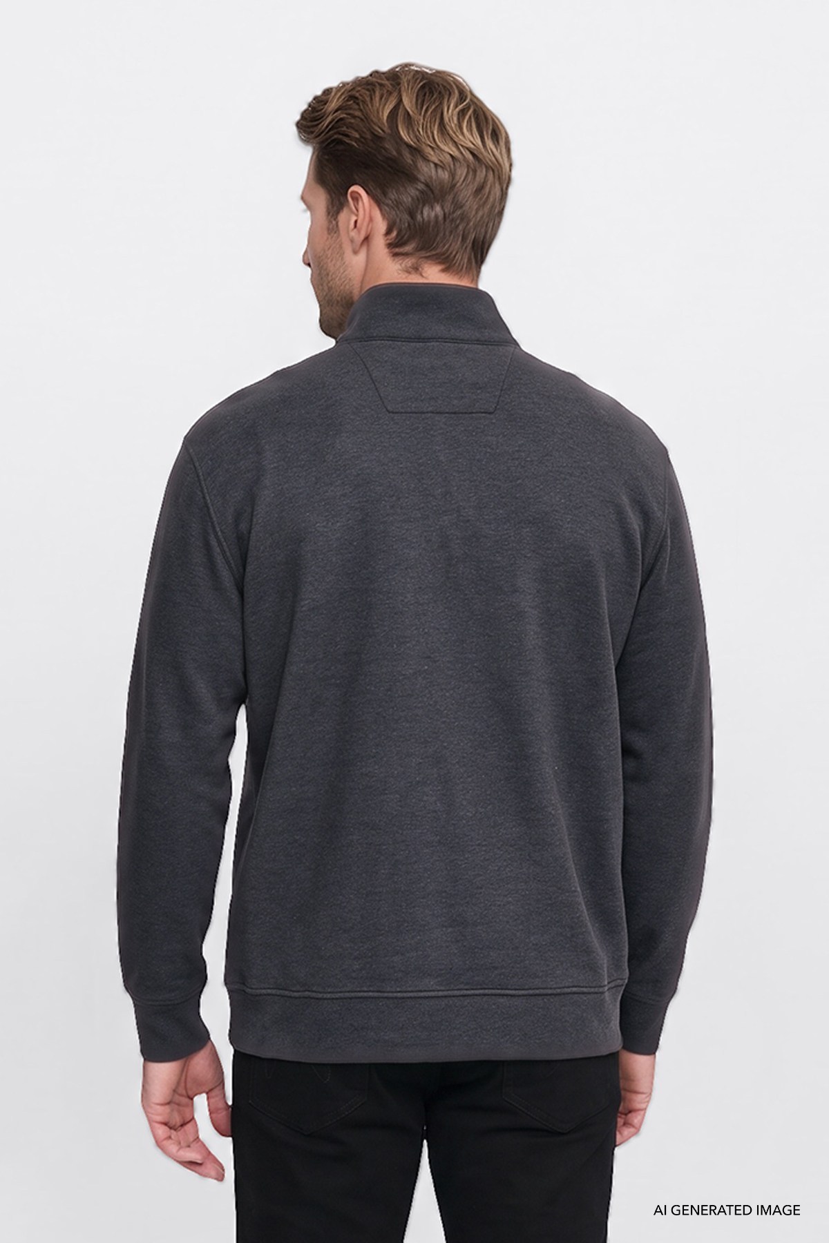 Wrangler Erkek Pamuklu Selanik Regular Fit Fermuarlı Dik Yaka Antrasit Sweatshirt - Wrangler - W2620081