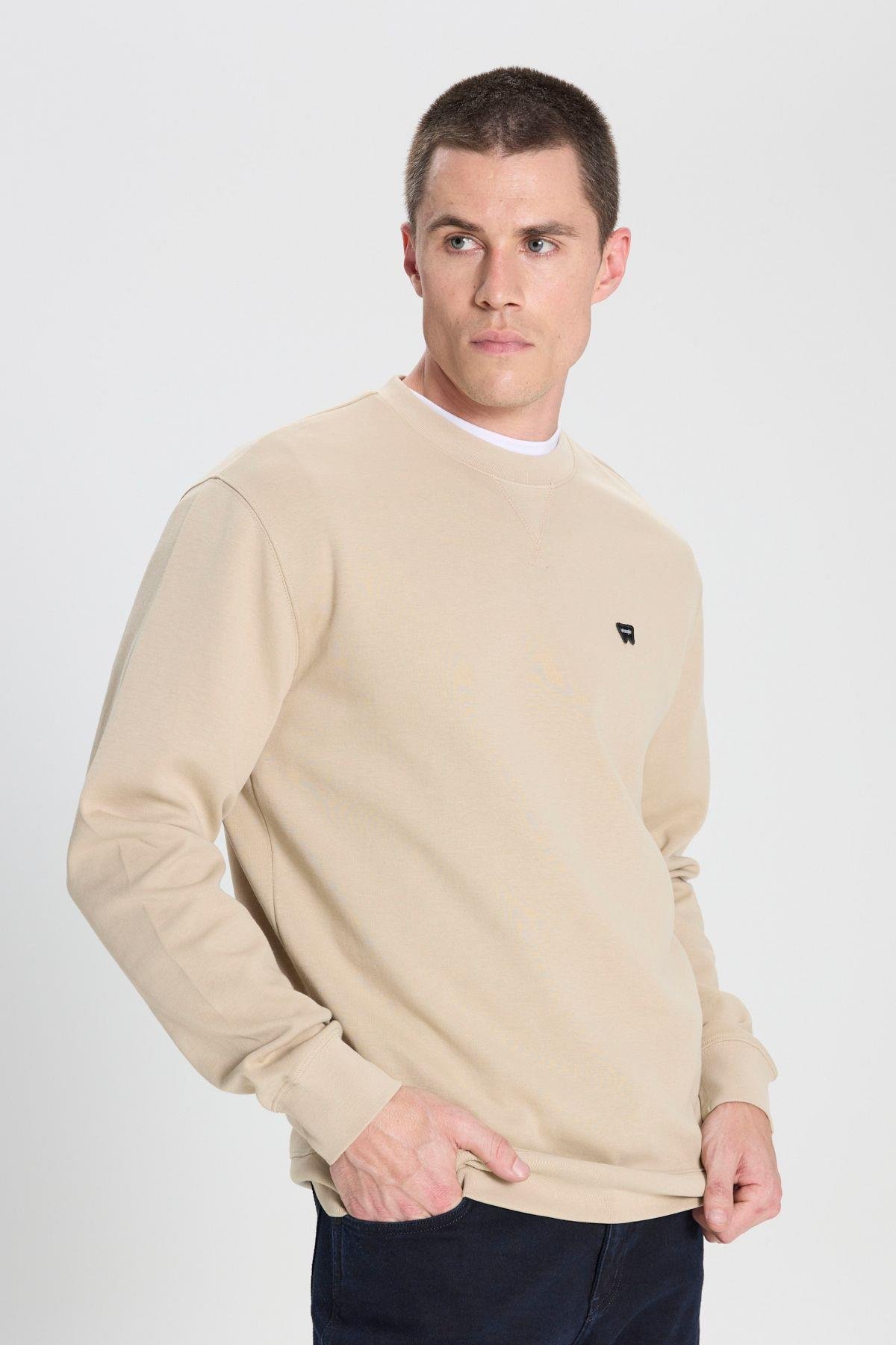 Wrangler Erkek Regular Fit Bisiklet Yaka Bej Sweatshirt - W242726614 - Wrangler - muk-W242726