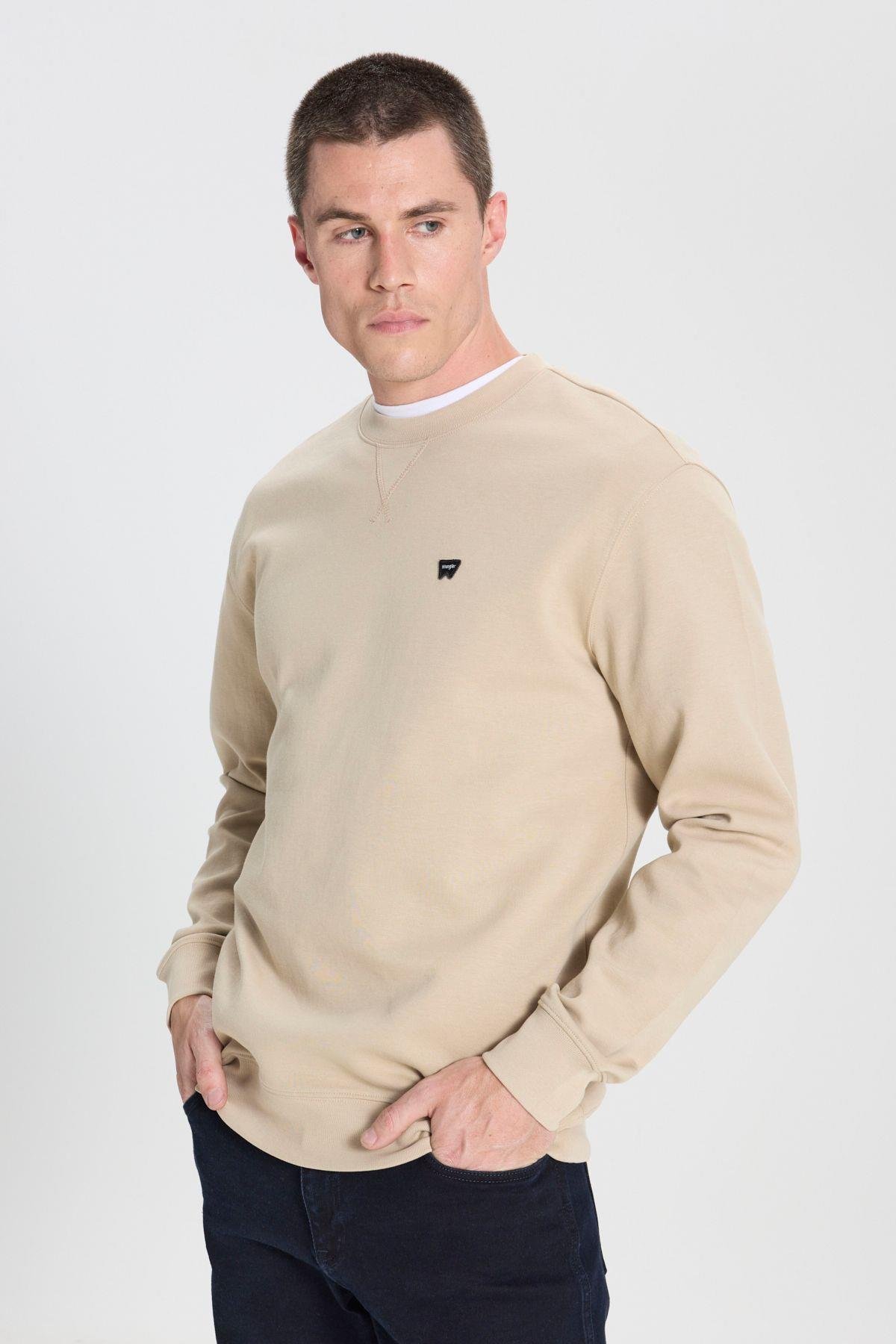 Wrangler Erkek Regular Fit Bisiklet Yaka Bej Sweatshirt - W242726614 - Wrangler - muk-W242726