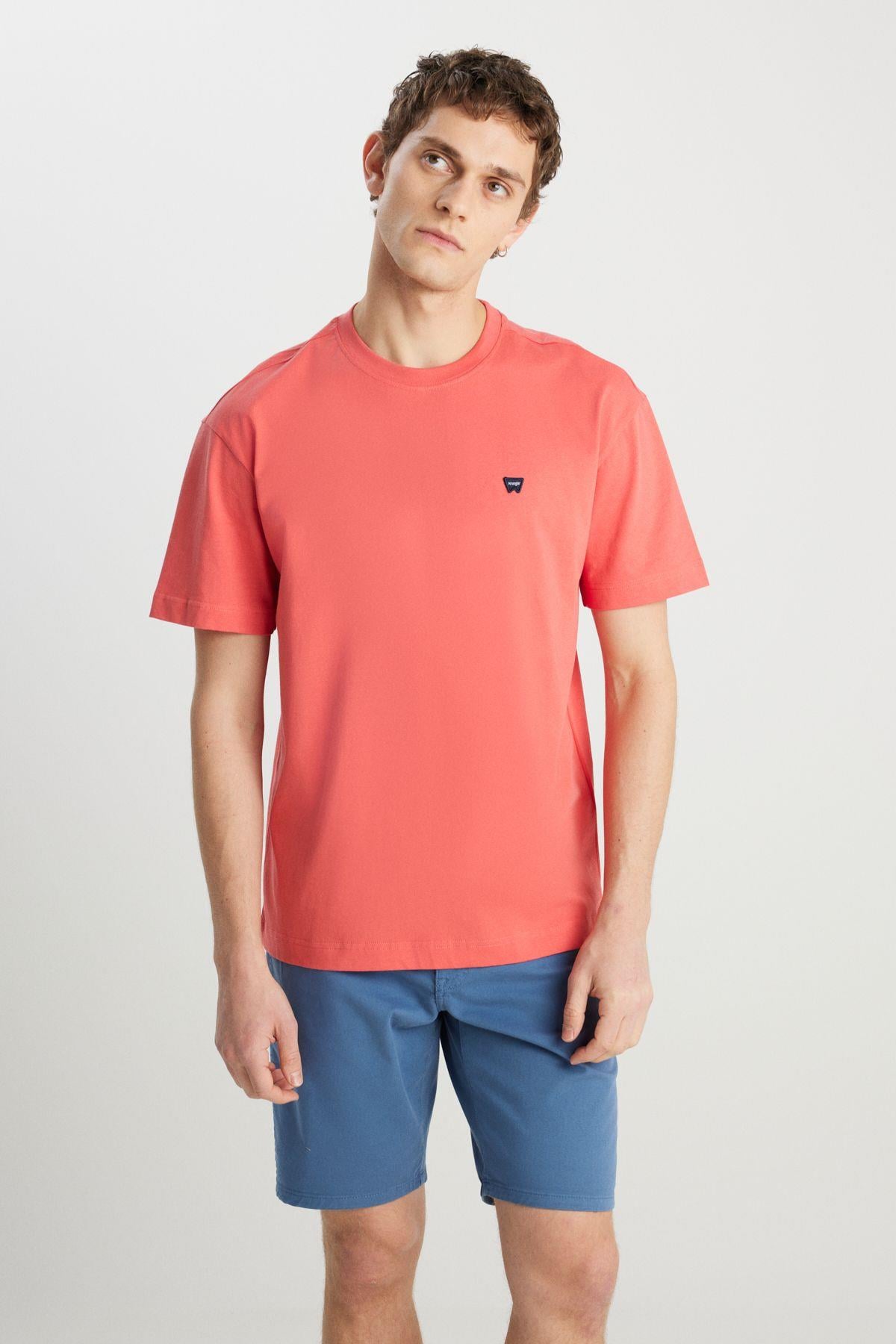 Wrangler Erkek Regular Fit Bisiklet Yaka %100 Pamuk Pembe T-Shirt - W7NM20387733L - Wrangler - W7NM20387733L