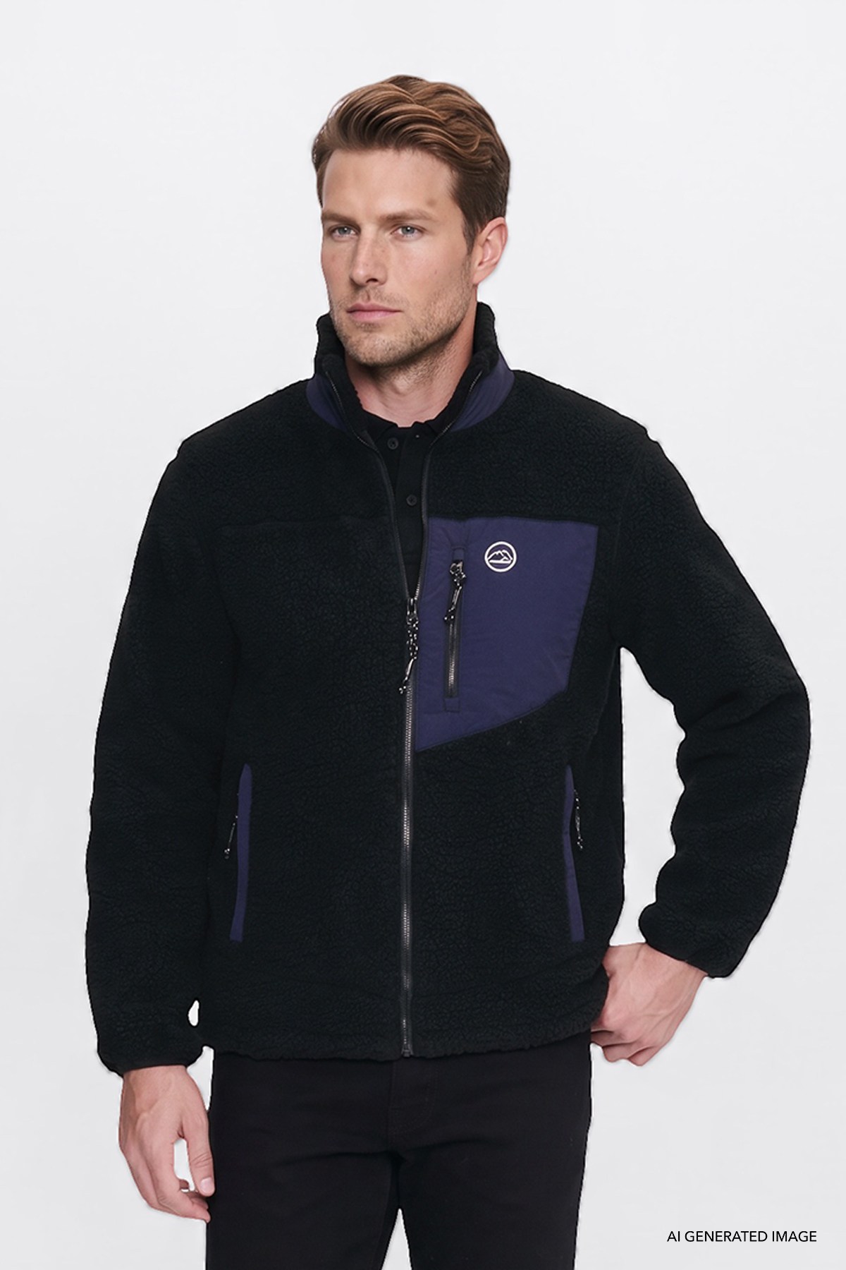 Wrangler Erkek Regular Fit Dik Yaka Tam Fermuarlı Cepli Sherpa Sweatshirt Polar-W2620003 - Wrangler - W2620003-S