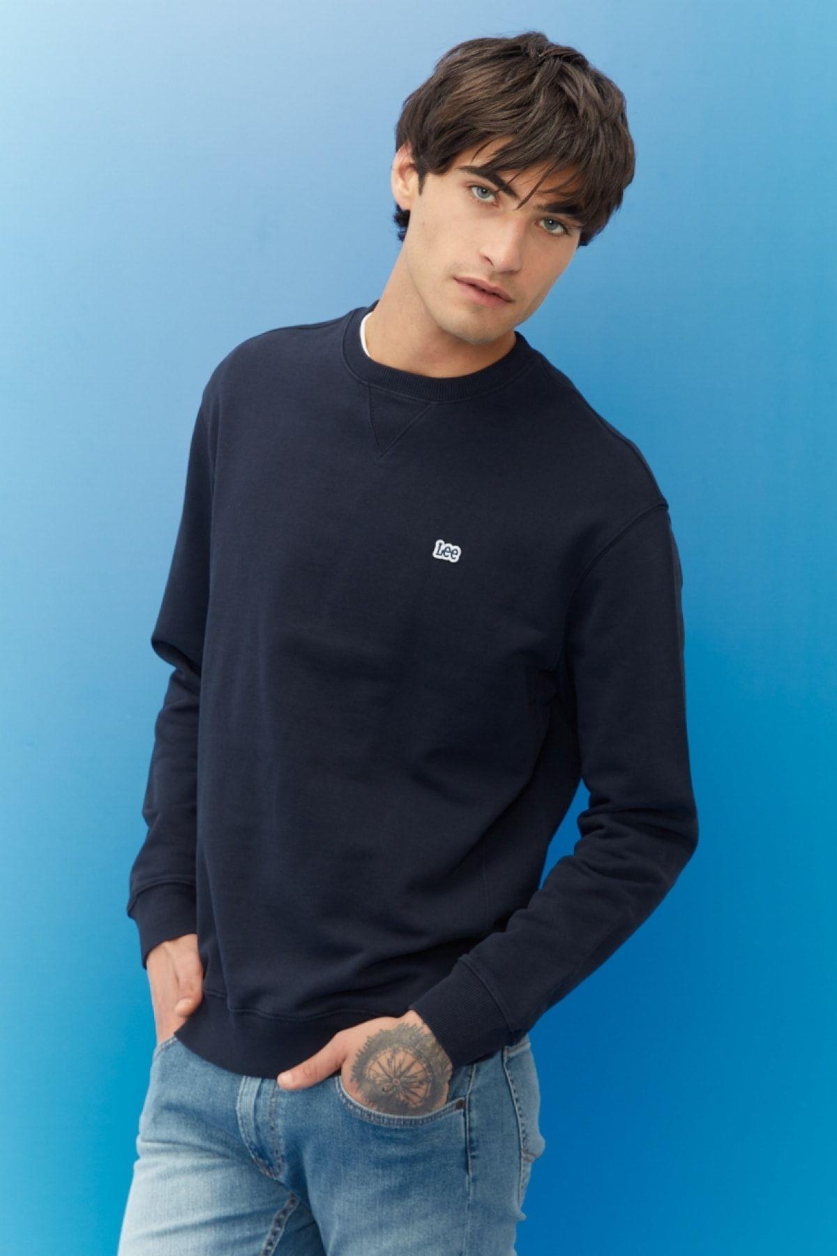 Wrangler Erkek Regular Fit Normal Kesim Pamuk Bisiklet Yaka Şardonlu Sweatshirt - L81IRY - Lee - L81IRY