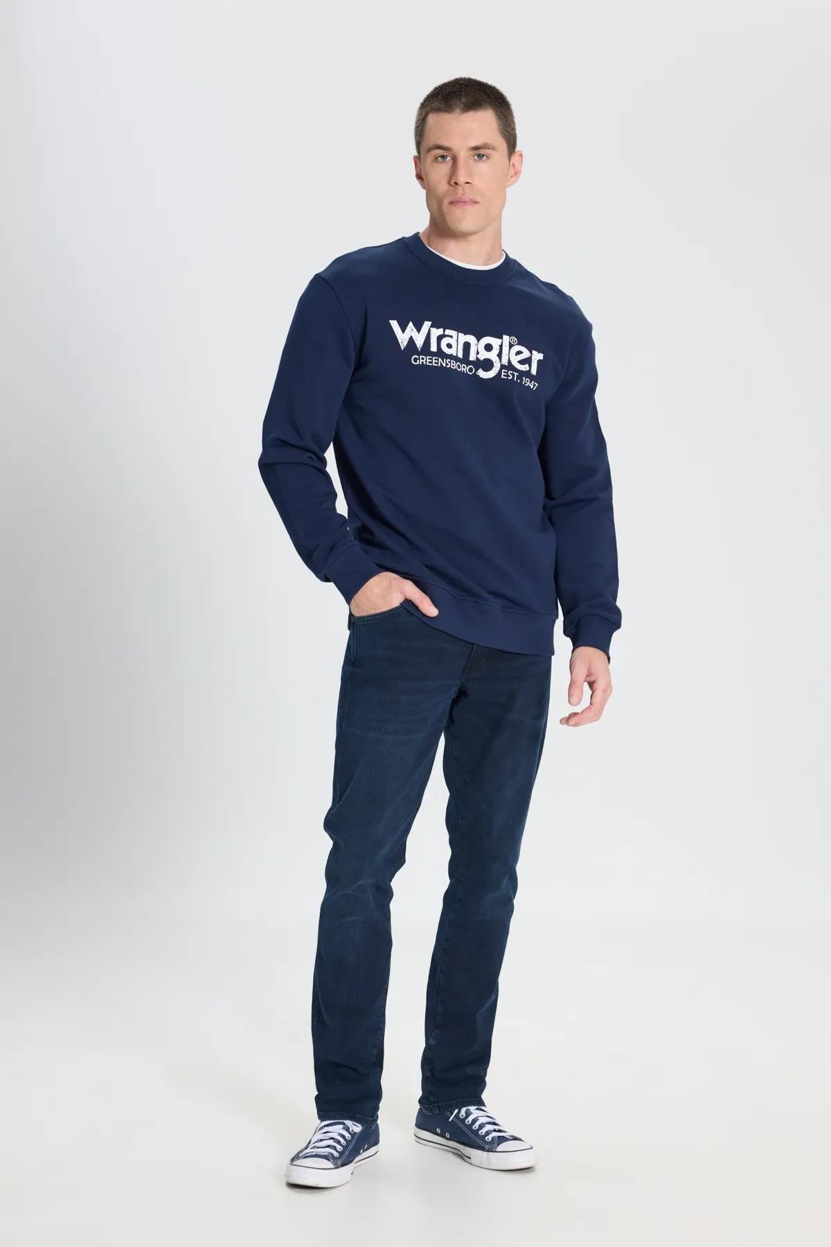 Wrangler Erkek Regular Fit Normal Kesim Pamuklu Sıfır Yaka Siyah Sweatshirt - W212025001 - Wrangler - W212025