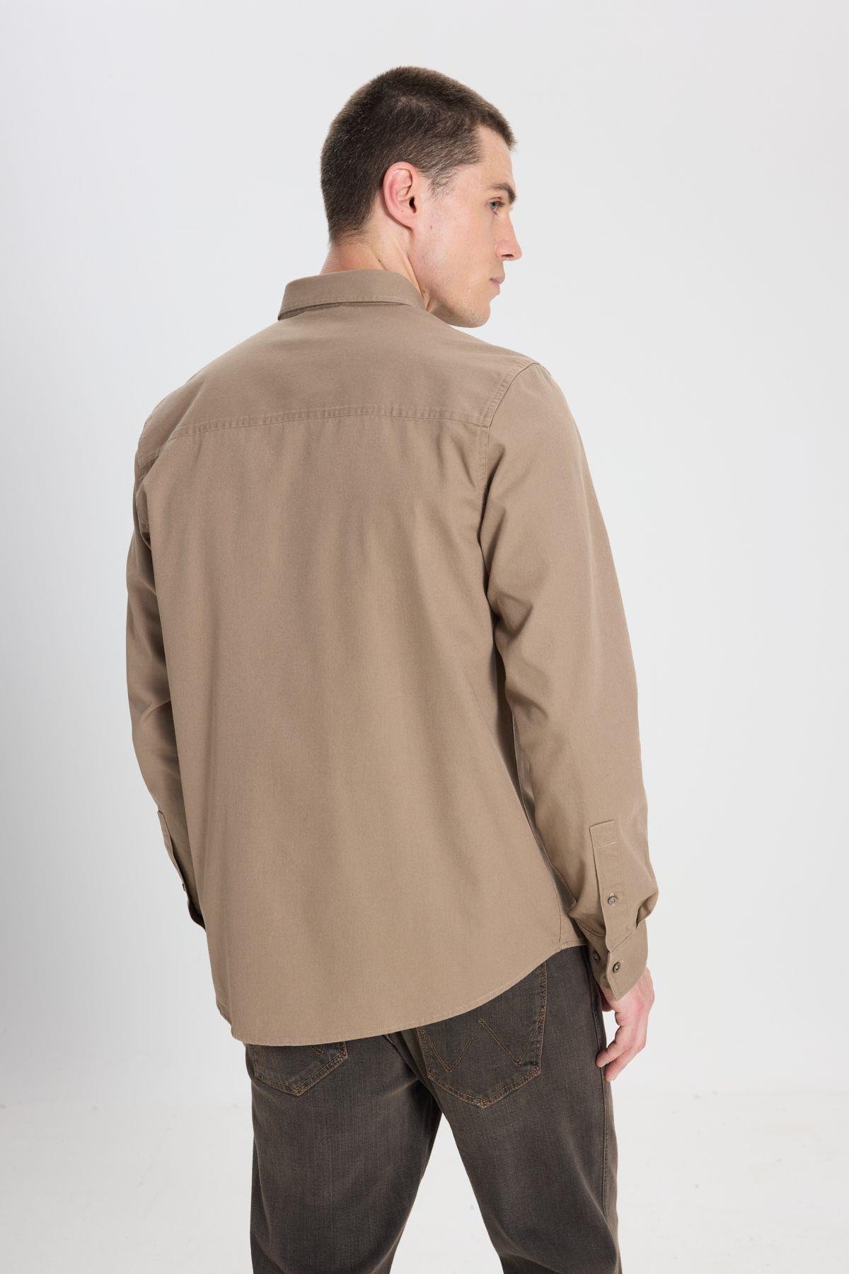 Wrangler Erkek Regular Fit Normal Kesim Pamuk Cep Detaylı Vizon Gömlek - 5003211792 - Wrangler - 5003211792