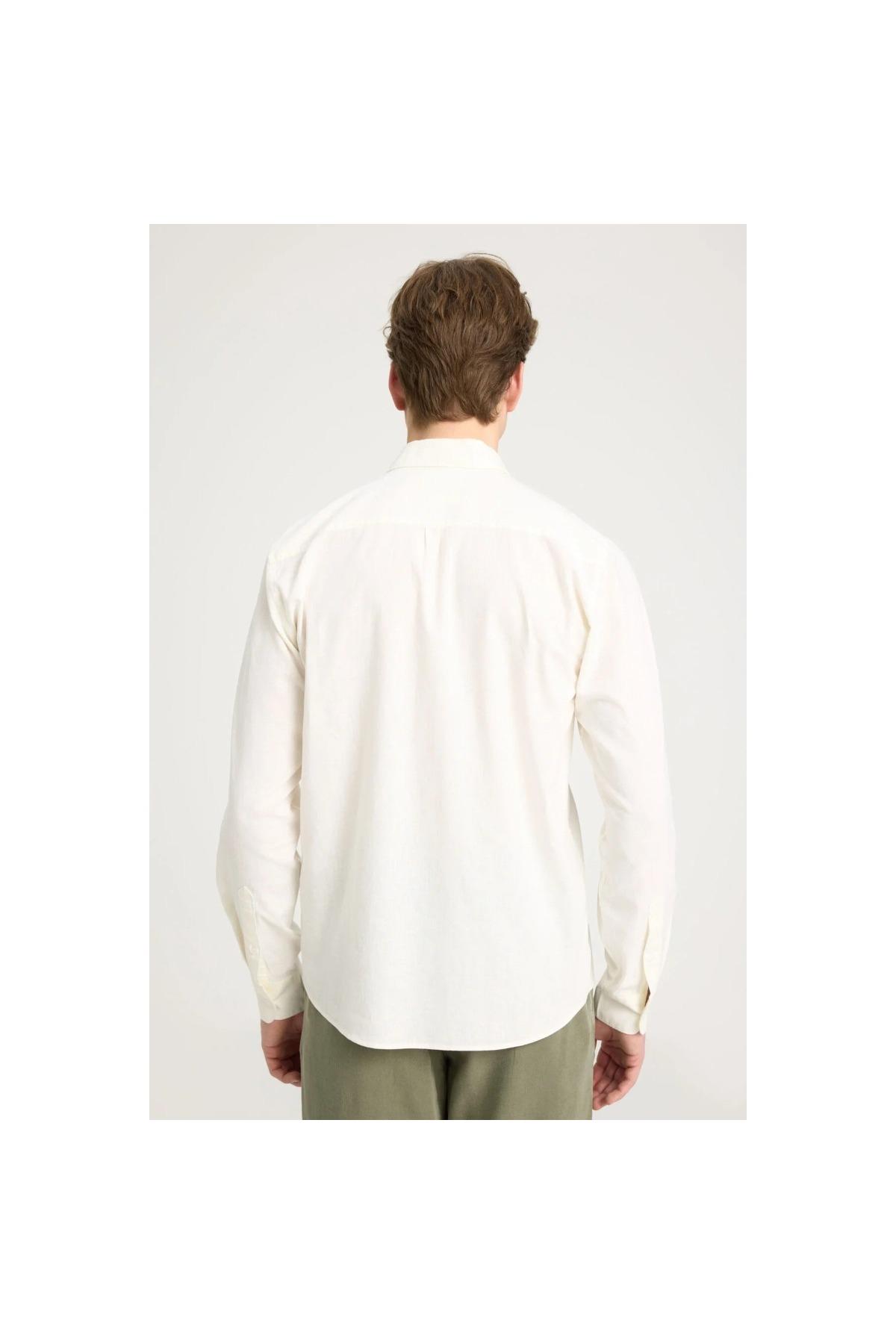 Wrangler Erkek Regular Fit Uzun Kollu Ekru Gömlek - W5MY205279M50 - Wrangler - muk-W5MY205279