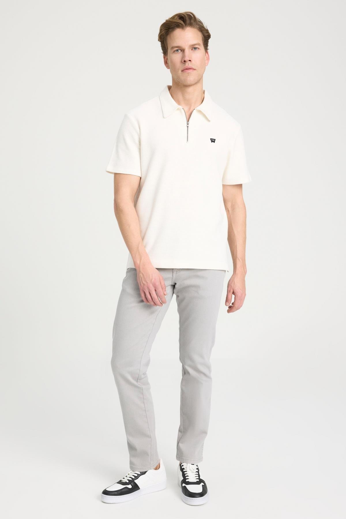 Wrangler Erkek Yarım Fermuarlı Polo Yaka Beyaz T-Shirt - W7NQ2052861Y - Wrangler - W7NQ2052861Y