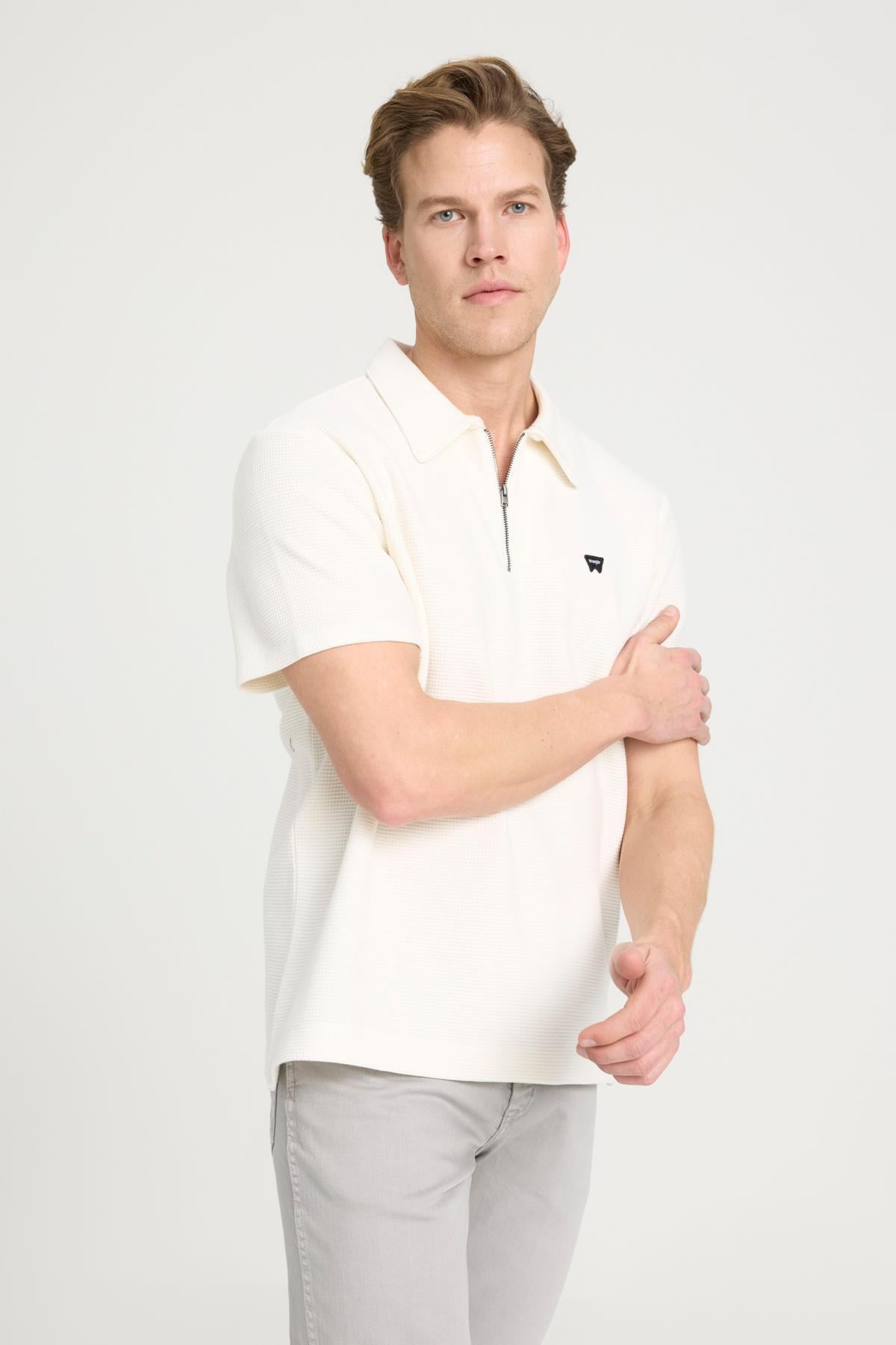 Wrangler Erkek Yarım Fermuarlı Polo Yaka Beyaz T-Shirt - W7NQ2052861Y - Wrangler - W7NQ2052861Y