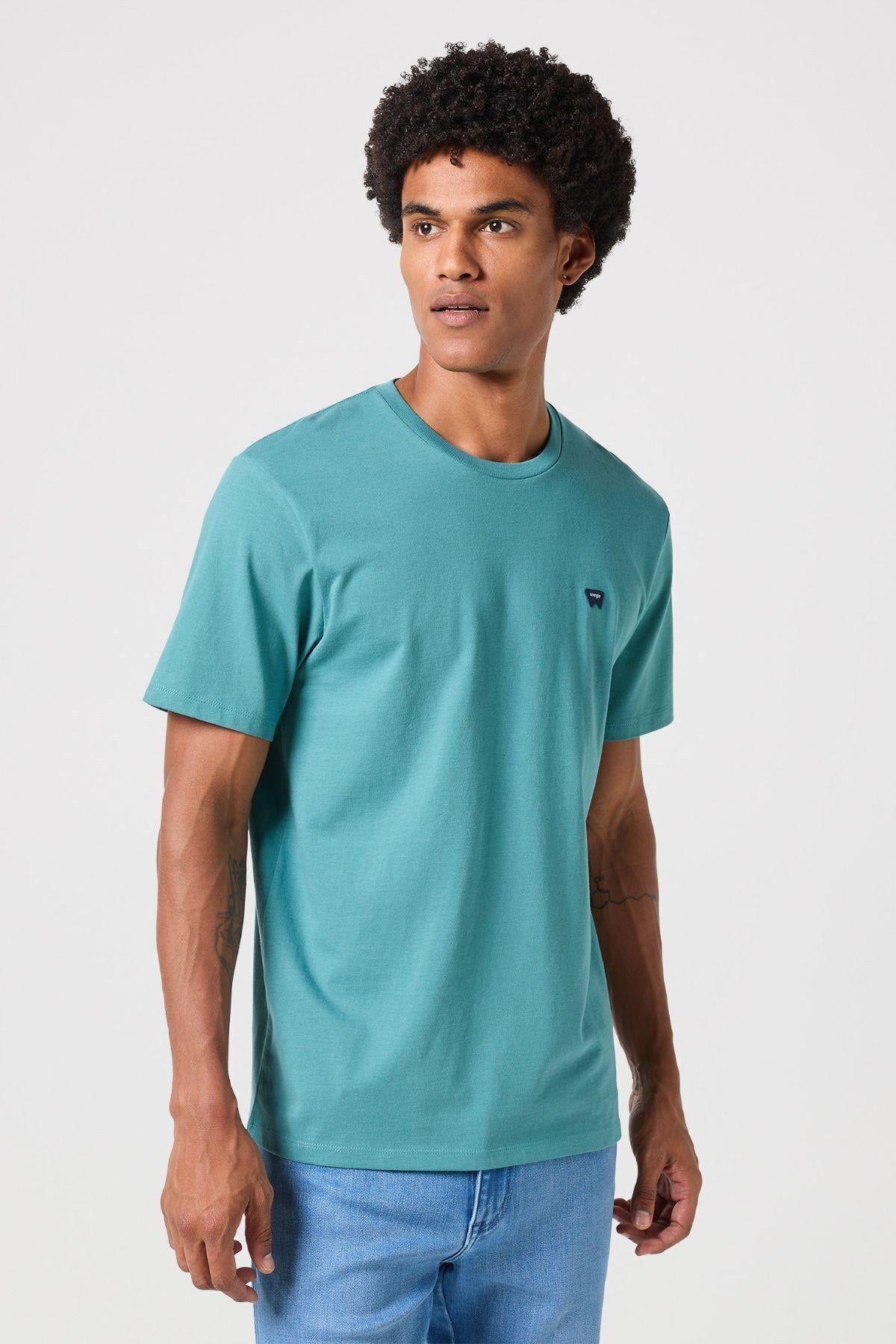 Wrangler Kadın Regular Fit Normal Kesim Bisiklet Yaka Turkuaz Tişört - 5003142837 - Wrangler - 5003142837