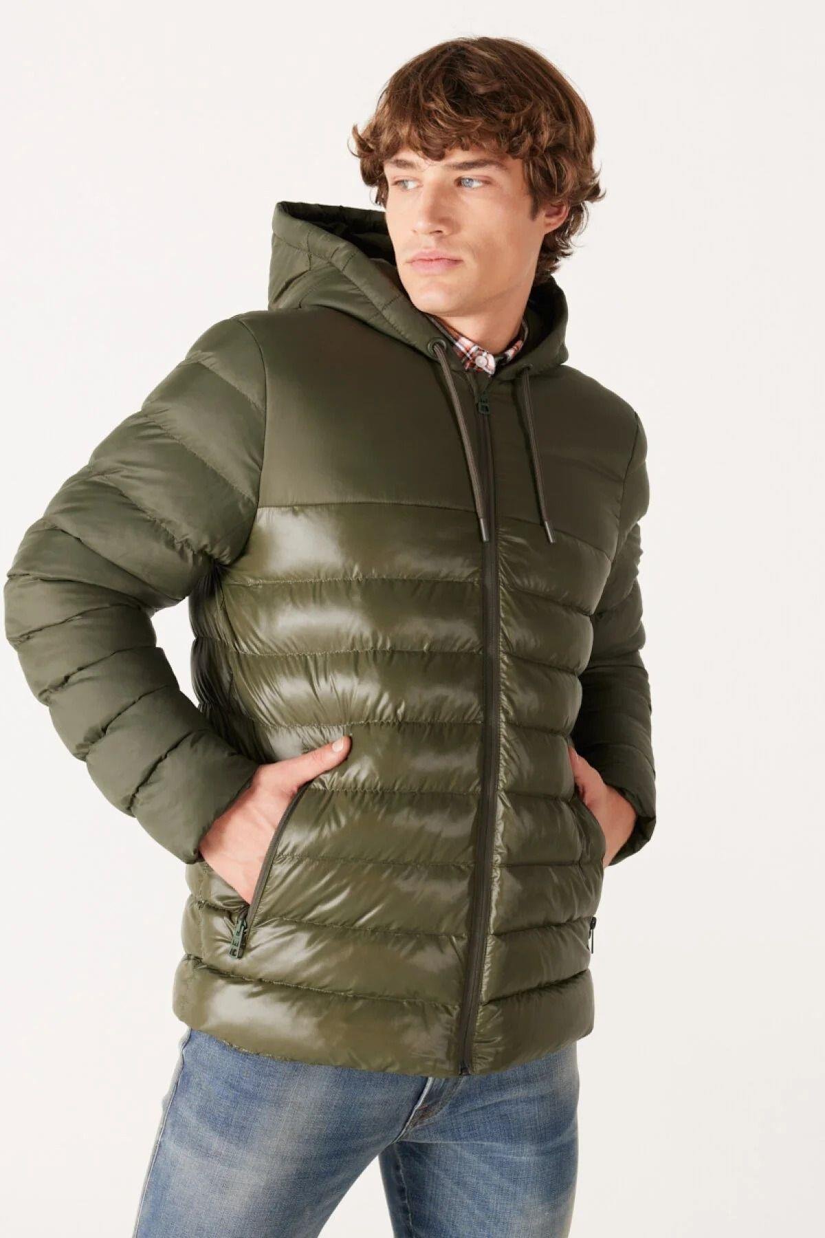 Wrangler Kapüşonlu Regular Fit Haki Erkek Şişme Mont - W232008801 - Wrangler - W232008801